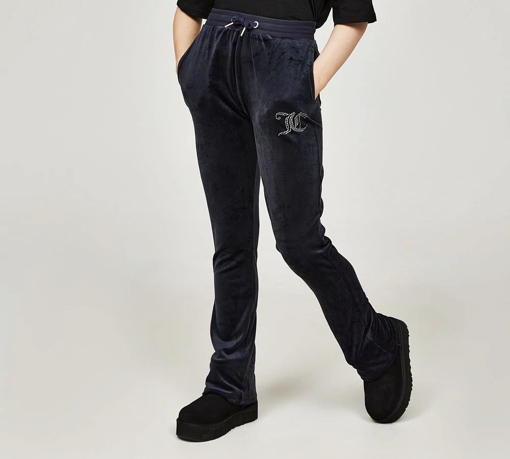 Juicy Couture × Juicy Couture Jeans Juicy Couture Womens Blue Velour Bootcut Pants Small Logo Size 27" / US 4 / IT 40 - 1 Thumbnail