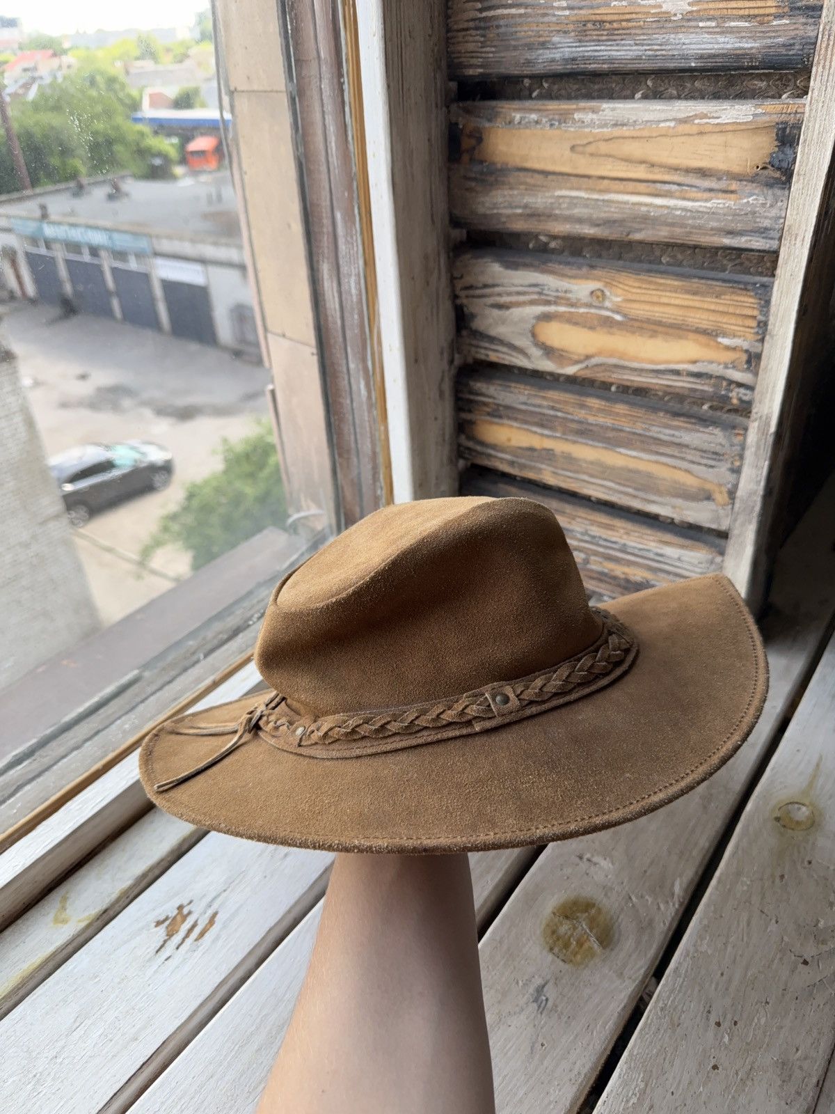 Cowboy Equipment × Leather × Vintage Vintage Retro 90s Suede Leather Cowboy Hat Braided Band L Size ONE SIZE - 3 Thumbnail