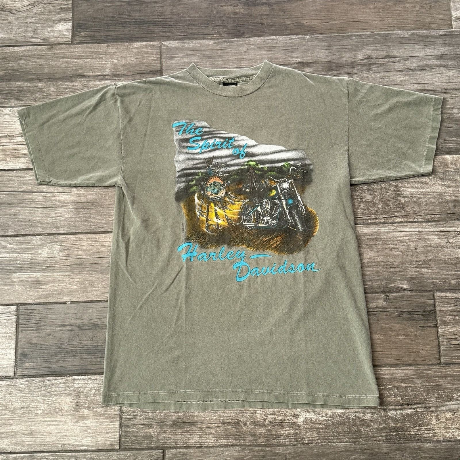 Harley Davidson VTG 90'S HARLEY-DAVIDSON MOTORCYCLES SPIRIT LAS VEGAS GREEN Size US L / EU 52-54 / 3 - 2 Thumbnail