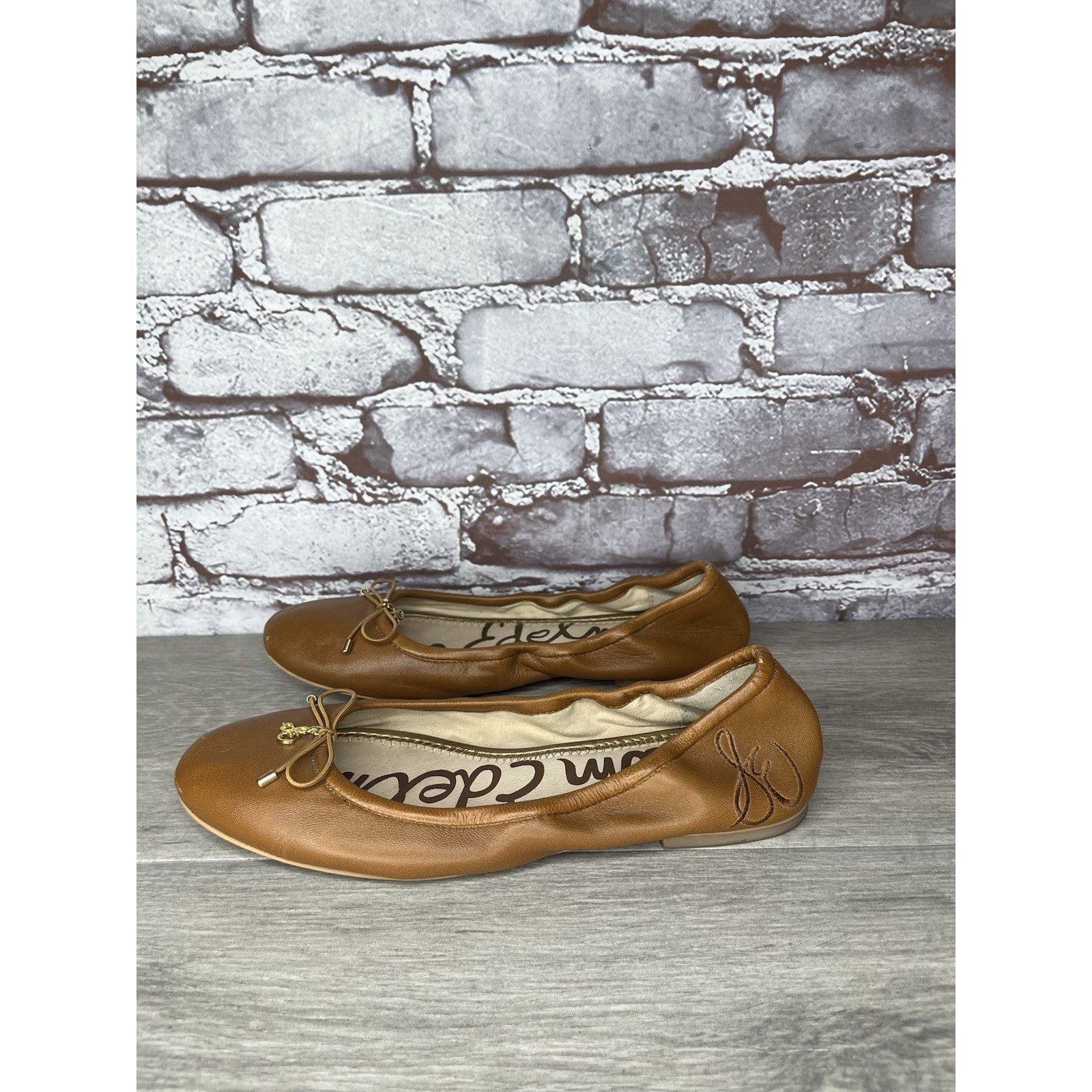 Sam Edelman Sam Edelman Felicia Brown Leather Bow Classic Ballet Flats W Size US 7.5 / IT 37.5 - 1 Thumbnail