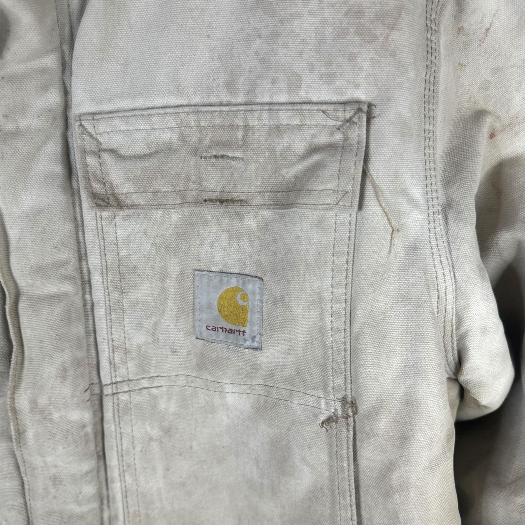 Carhartt VINTAGE Carhartt Coat Mens L Beige Canvas Work Duck Insulated Jacket Workwear Size US L / EU 52-54 / 3 - 7 Thumbnail