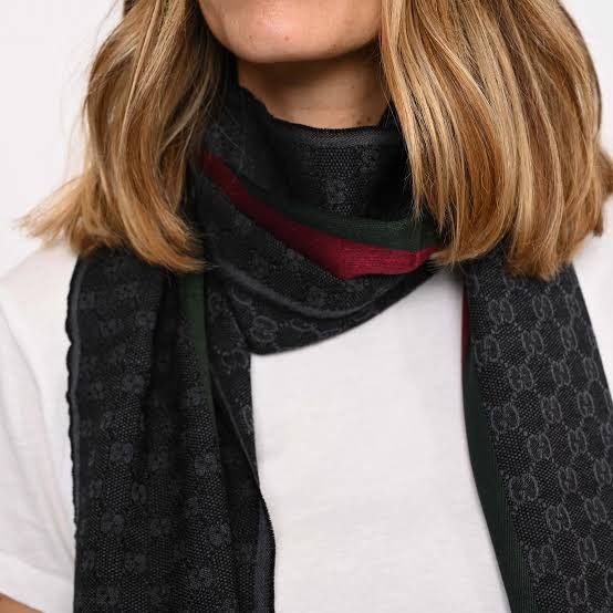Gucci GUCCI Jacquard GG Supreme Scarf Black Size ONE SIZE - 4 Thumbnail