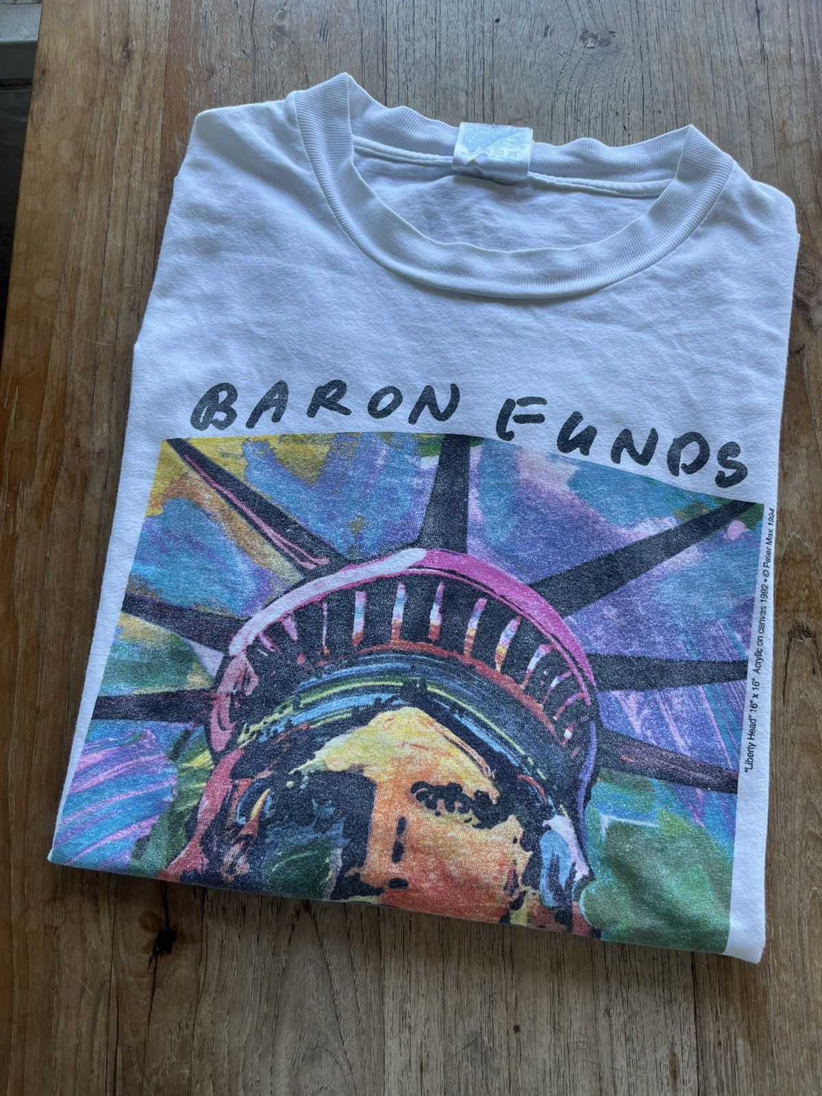 image of Art x Vintage Liberty Head 1994’S Peter Max On Baron Funds 97Shirt in White, Men's (Size XL)