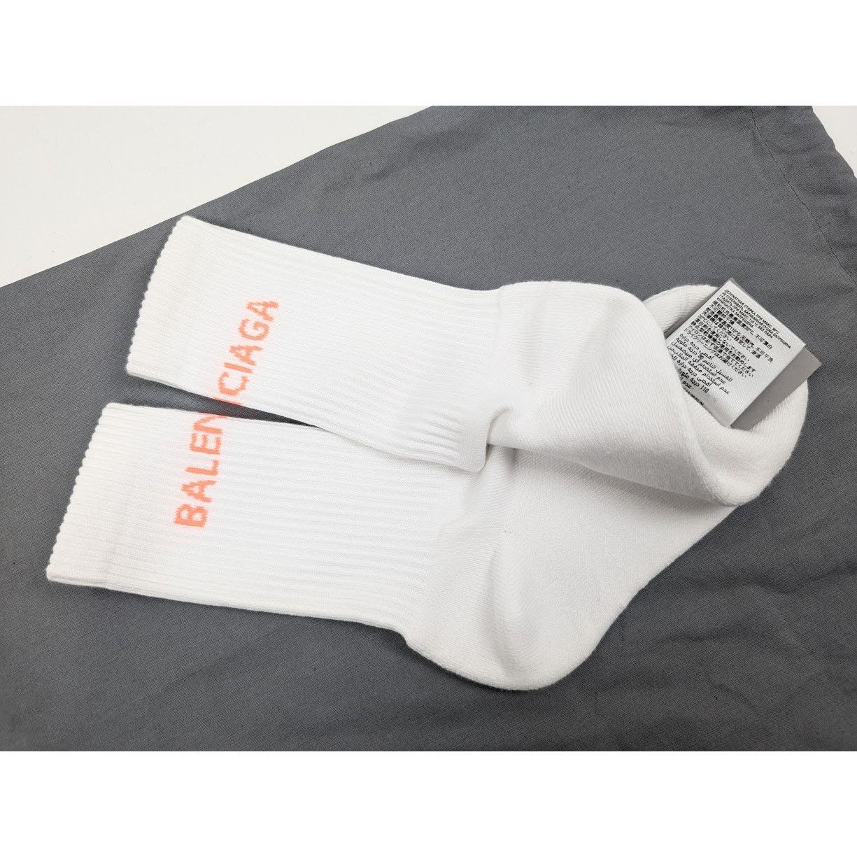 Balenciaga o1rshd1 Size: M / Tennis Cotton Socks in White/Orange Size ONE SIZE - 7 Thumbnail
