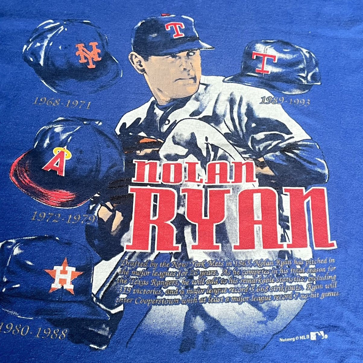MLB × Nutmeg × Vintage Vintage 90s Nolan Ryan Texas Rangers Nutmeg Graphic T Shirt Size US S / EU 44-46 / 1 - 3 Thumbnail