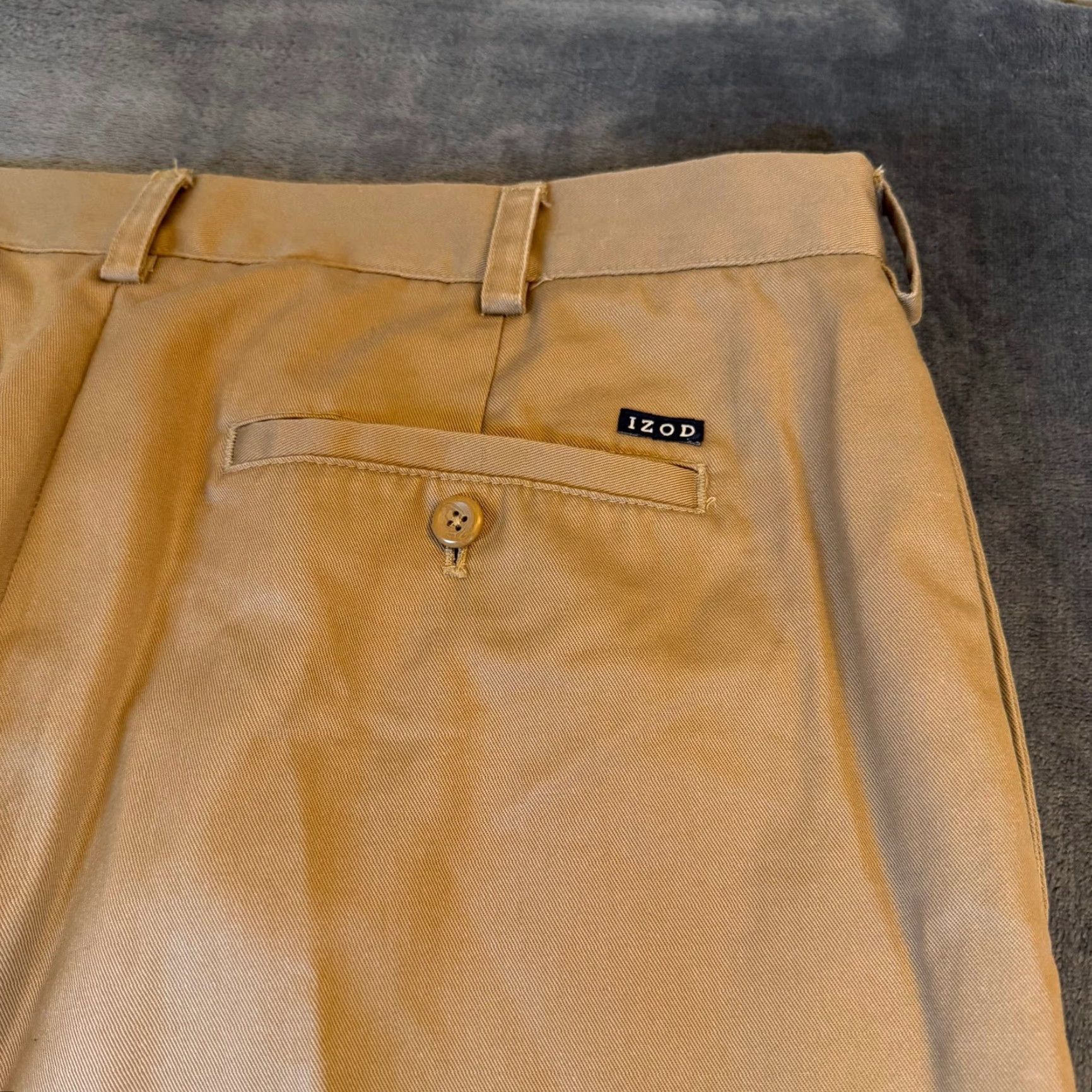 Izod VINTAGE IZOD American Chino Pants Tan Khaki 100% Cotton Mens 36x29 Flat Front Chino Pants Size US 36 / EU 52 - 3 Thumbnail