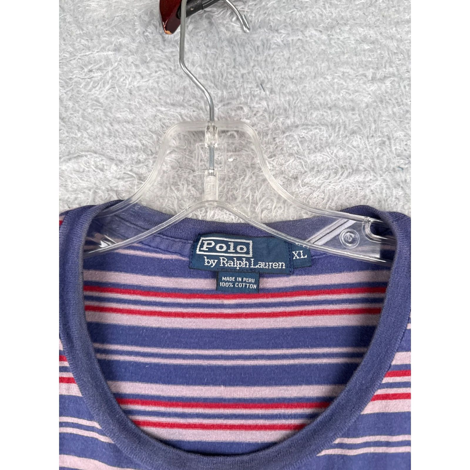Ralph Lauren VINTAGE Ralph Lauren Shirt Adult XL Blue Red Stripe Cotton Short Sleeve Logo Mens Size US XL / EU 56 / 4 - 7 Thumbnail