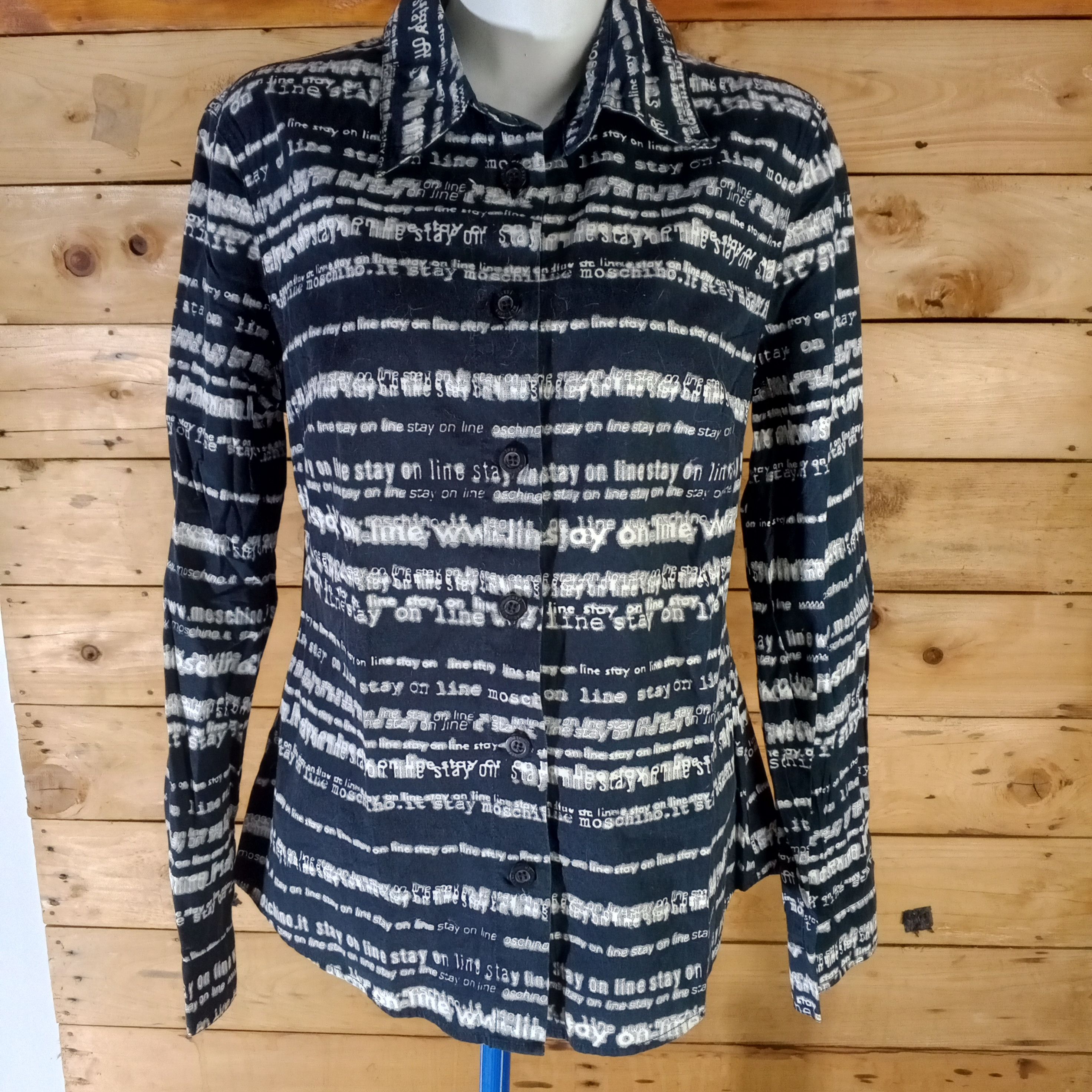 Moschino × Vintage Rare Moschino Stay Online Button Shirt Size L / US 10 / IT 46 - 1 Thumbnail