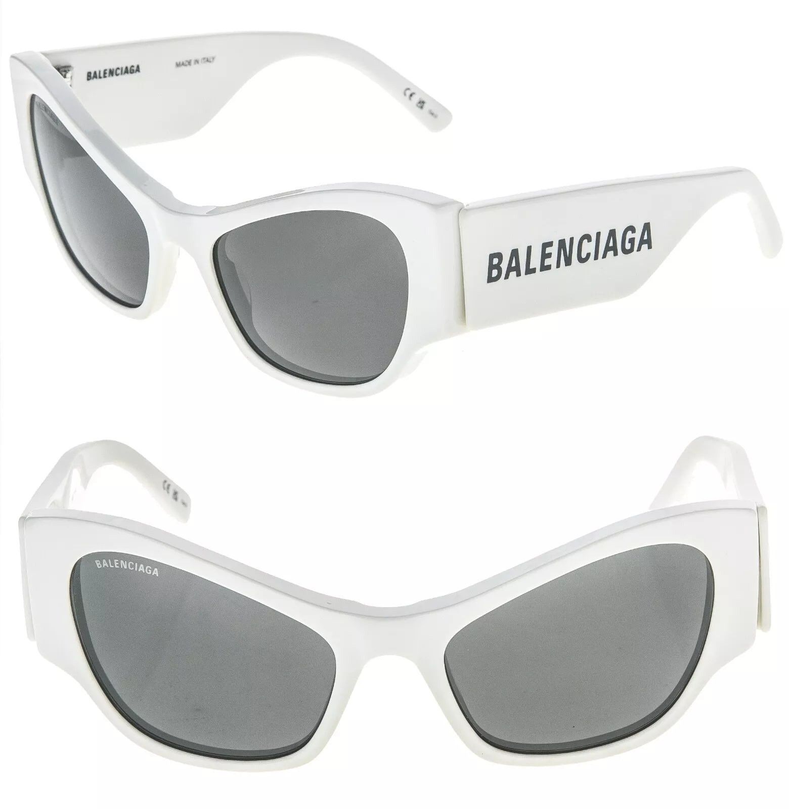 Balenciaga BALENCIAGA MAX CAT 0259 White 007 Fashion Logo Bold BB0259 Size ONE SIZE - 1 Thumbnail