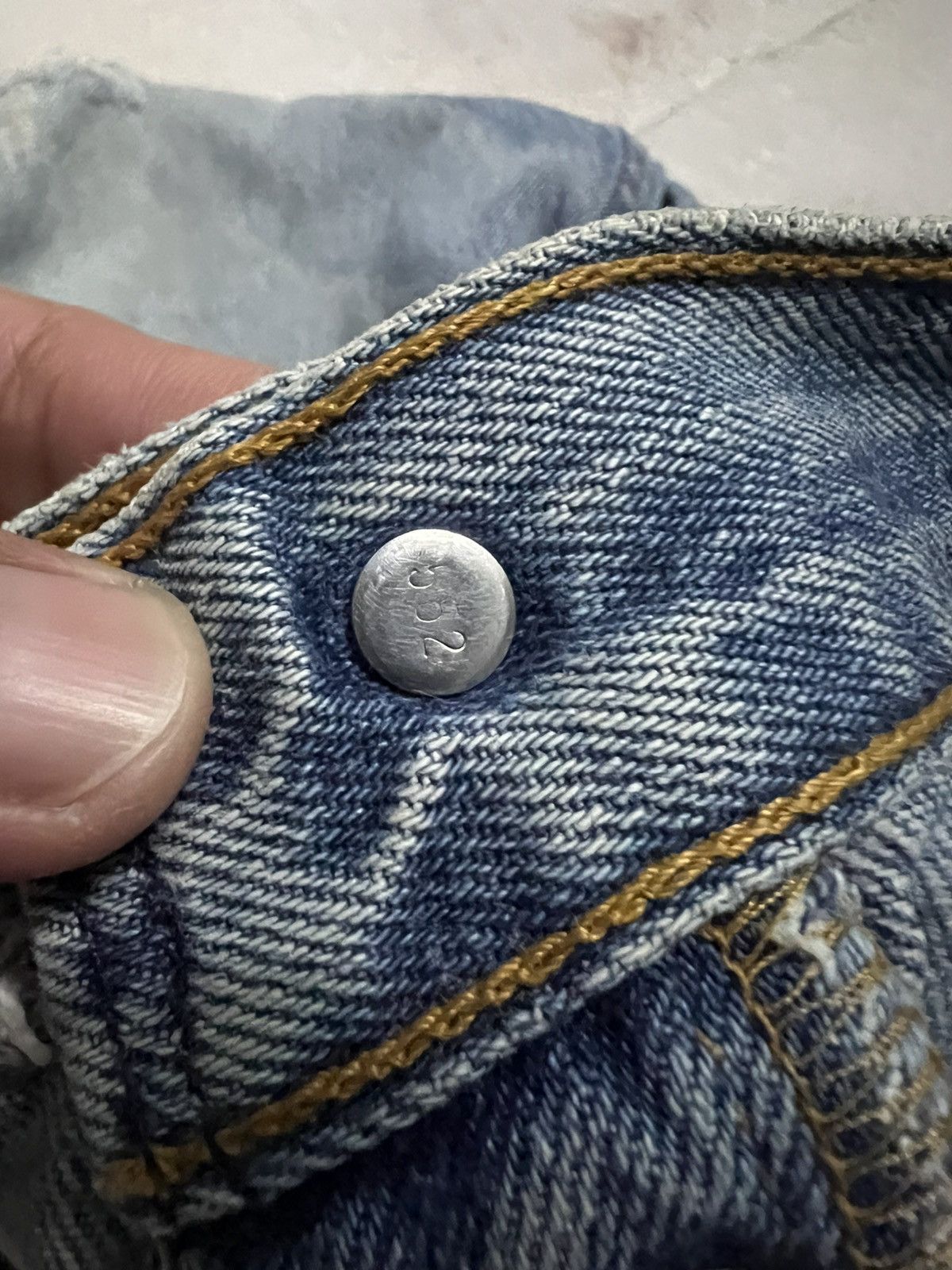 Levi's 💥90’s💥Vintage Levis 501XX Stone Wash Distress Jean USA Size US 35 - 11 Thumbnail
