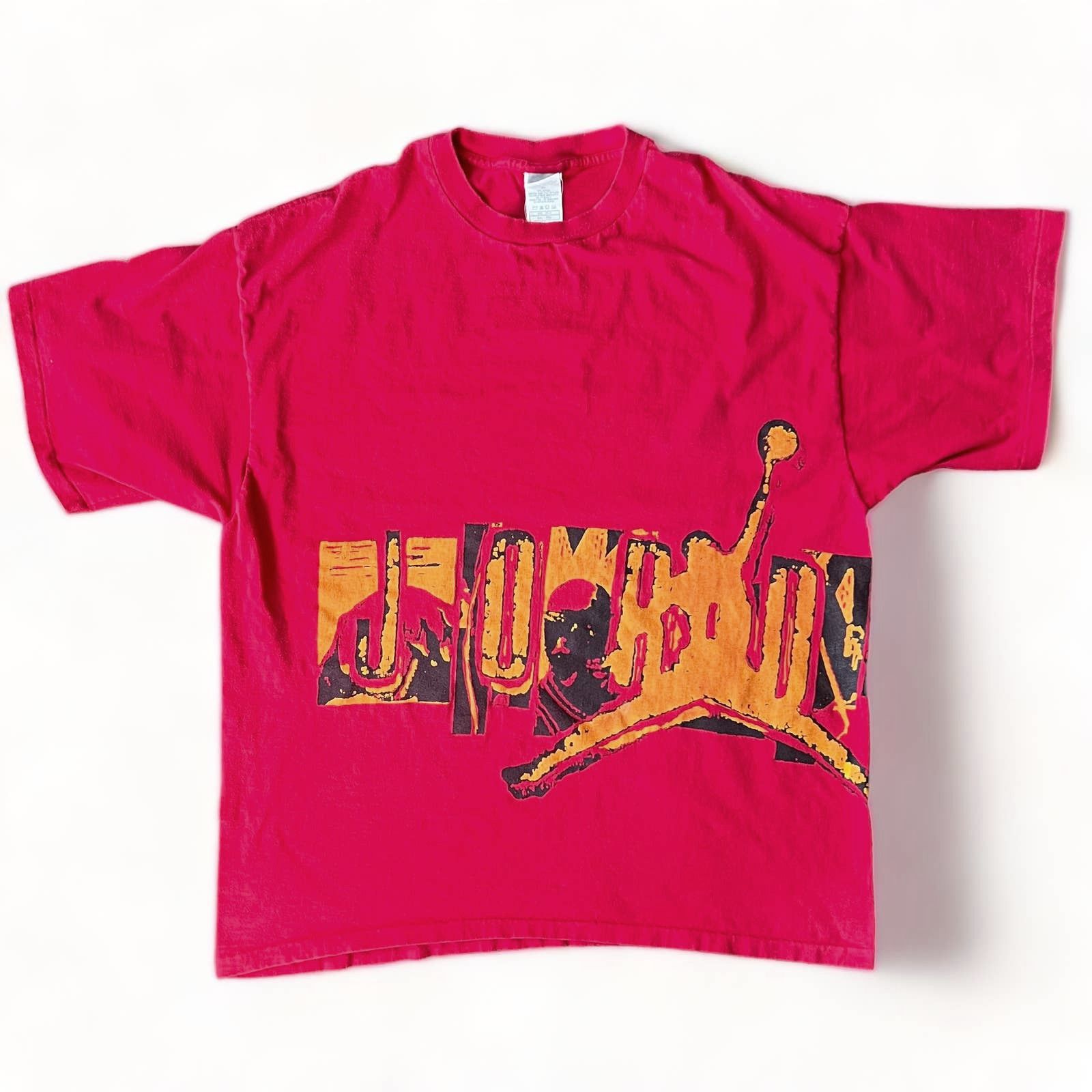 image of 90's Nike Air Michael Jordan Wrap Around T Shirt Red Gray Tag, Men's (Size 2XL)