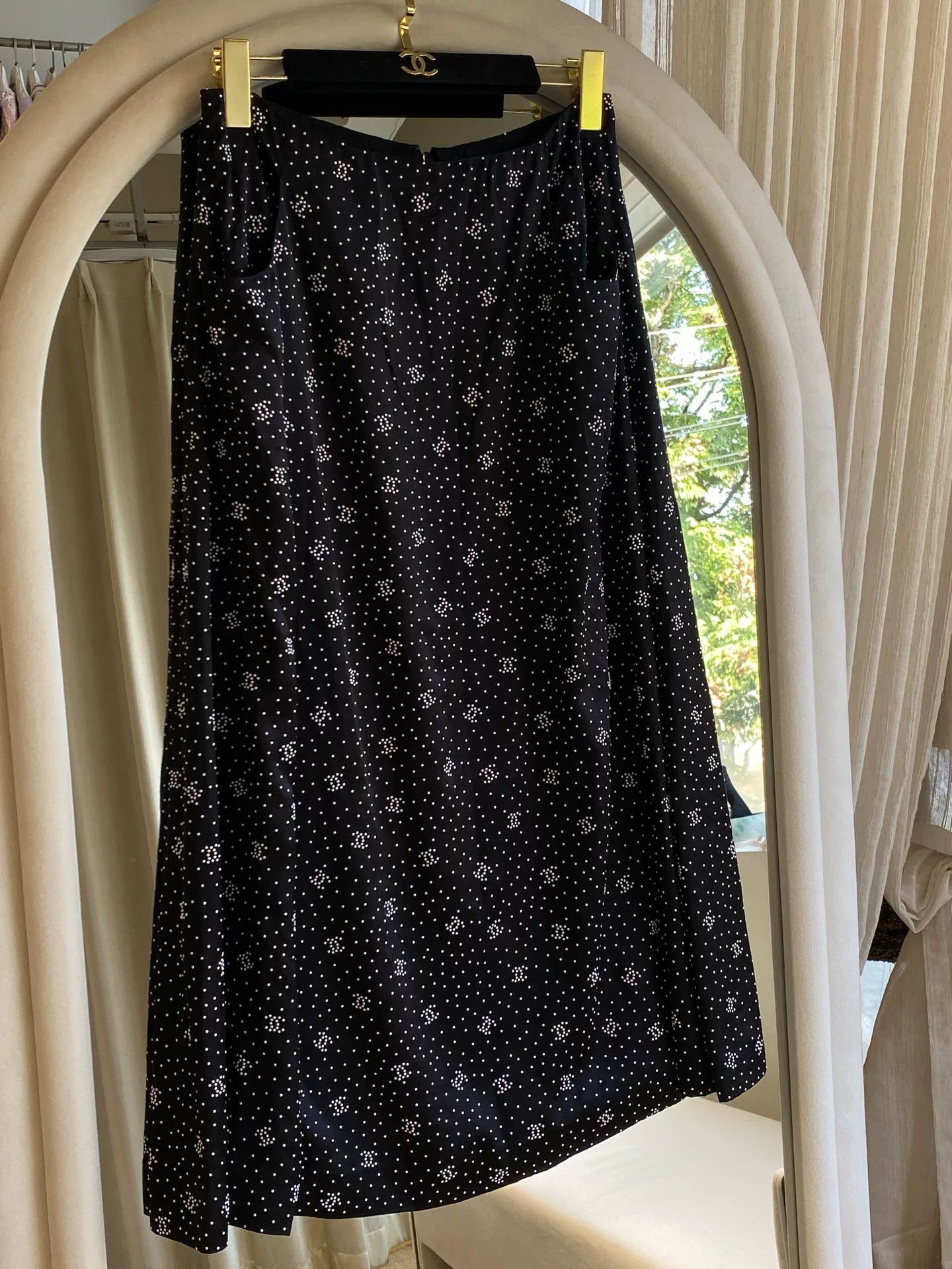 Chanel Chanel 2024 Black Polka Dot Silk Skirt Size US 38 / EU 54 - 1 Thumbnail