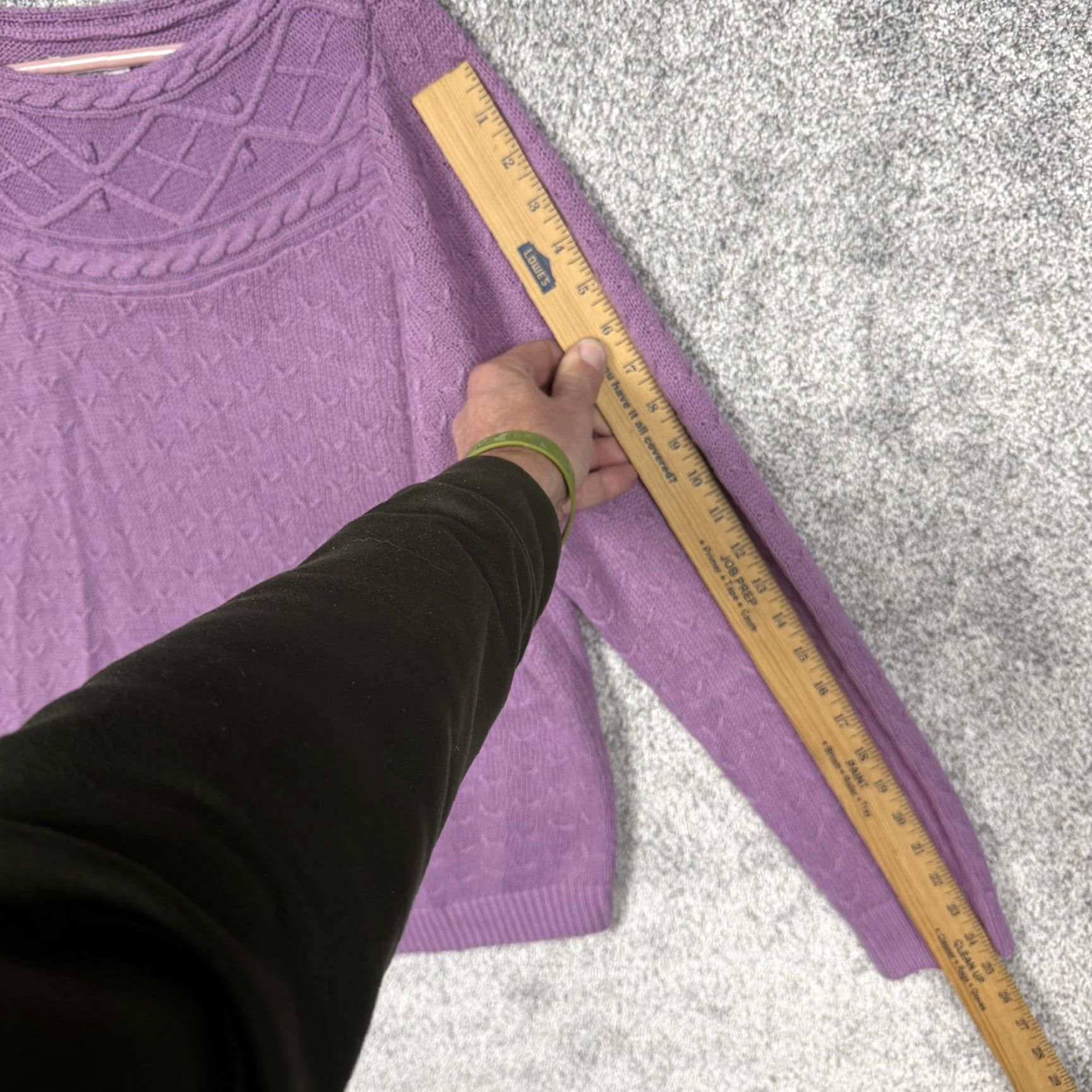 Croft & Barrow Croft & Barrow Sweater Womens L Lilac Lattice Cable Knit Cozy Preppy Grandmacore Size L / US 10 / IT 46 - 3 Thumbnail