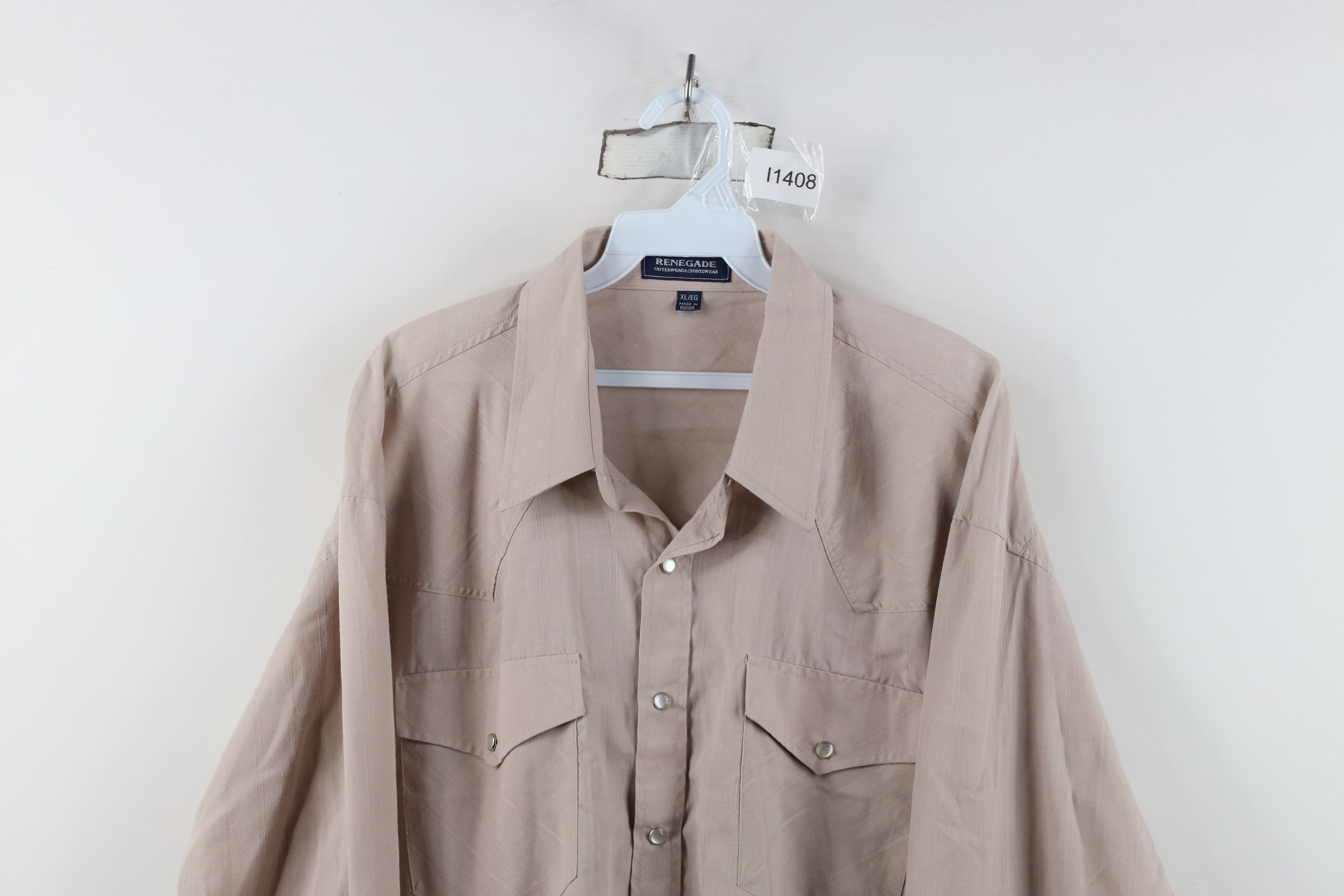Vintage Vintage 90s Rockabilly Rodeo Cowboy Snap Button Shirt Beige Size US XL / EU 56 / 4 - 2 Thumbnail