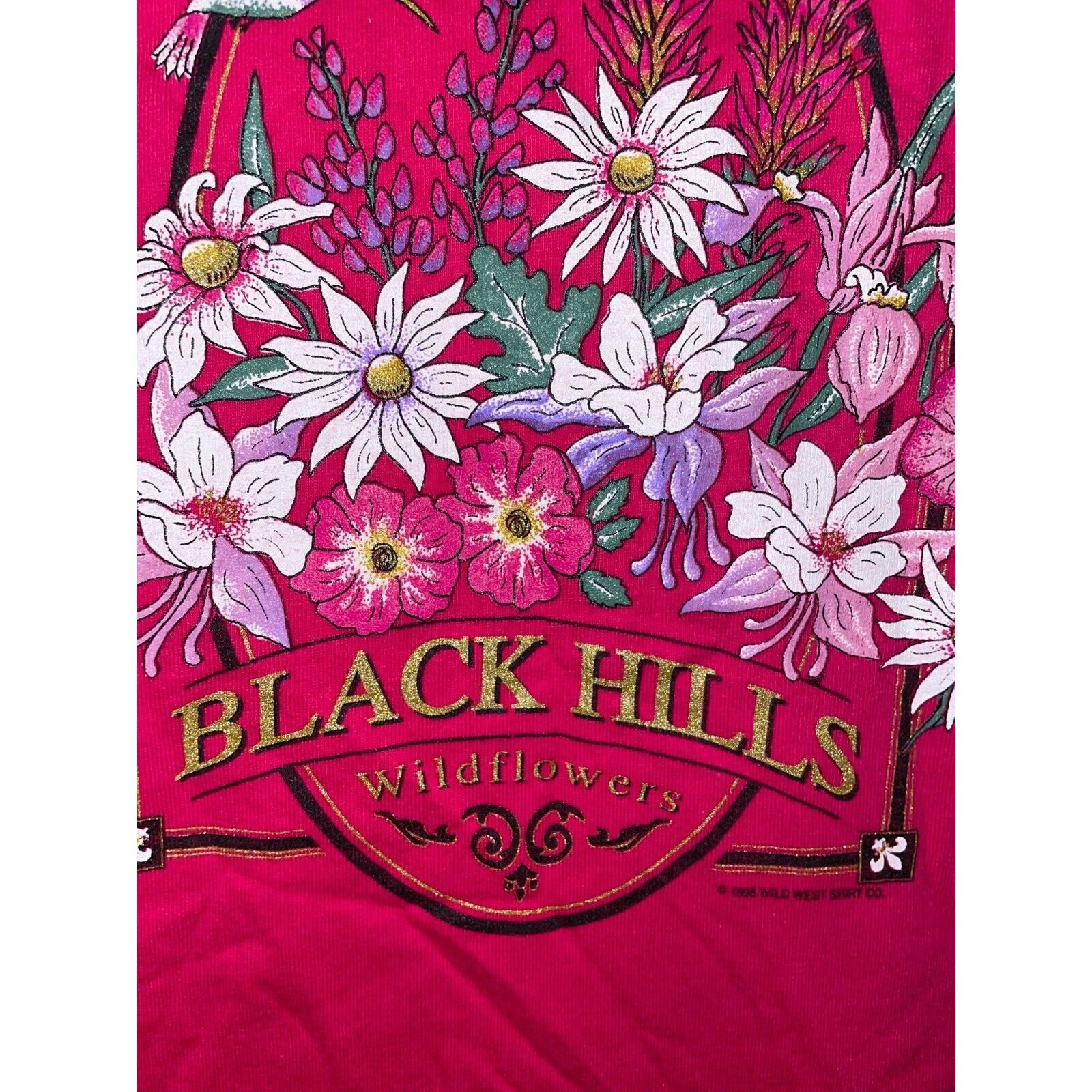 Jerzees Vintage Black Hills Shirt Wildflowers Pink Tee VTG 90s Large Size US L / EU 52-54 / 3 - 4 Thumbnail