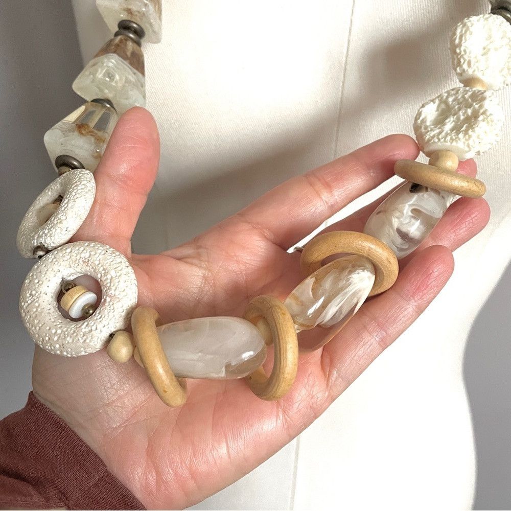 Vintage Vintage Treska Wood Coral Stone Bead Statement Necklace Size ONE SIZE - 7 Thumbnail