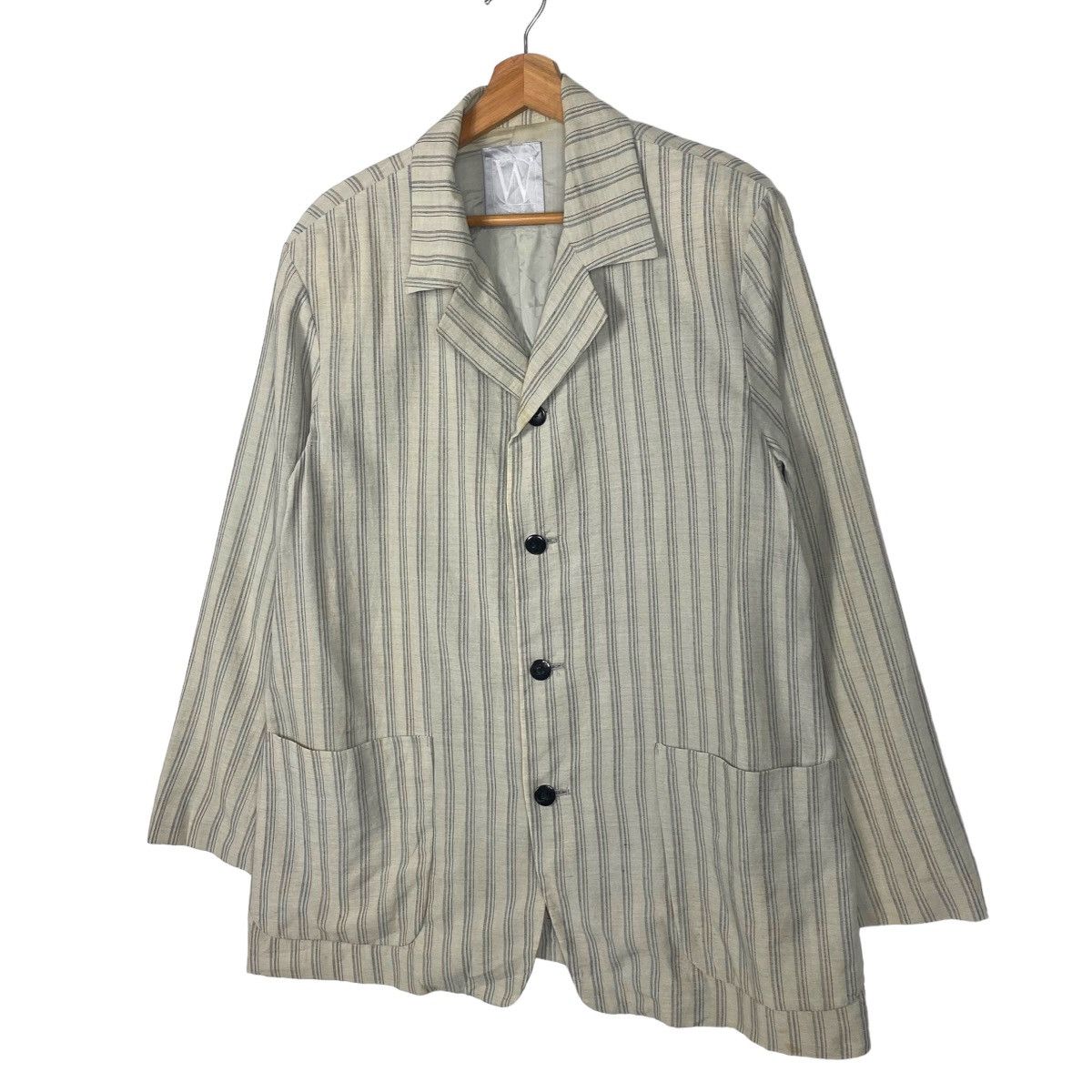 Yohji Yamamoto 🔥 WORK SHOP YOHJI YAMAMOTO STRIPE LINEN JACKET Size US M / EU 48-50 / 2 - 2 Thumbnail