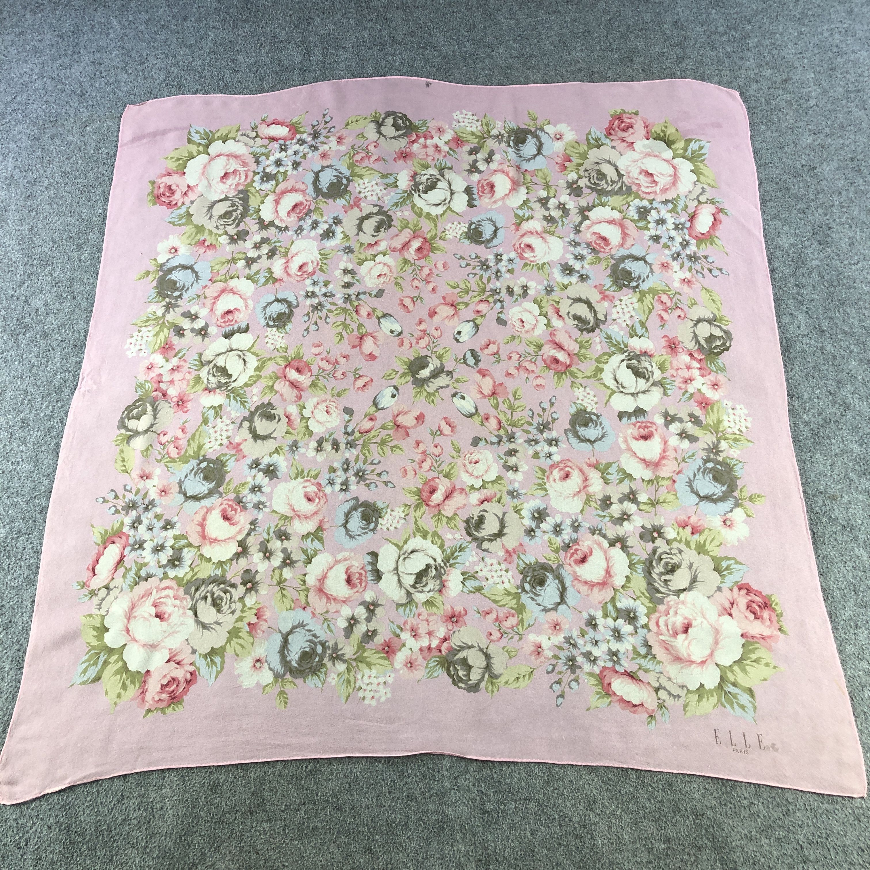 Vintage Elle Floral Silk Scarf M1349 Size ONE SIZE - 2 Thumbnail