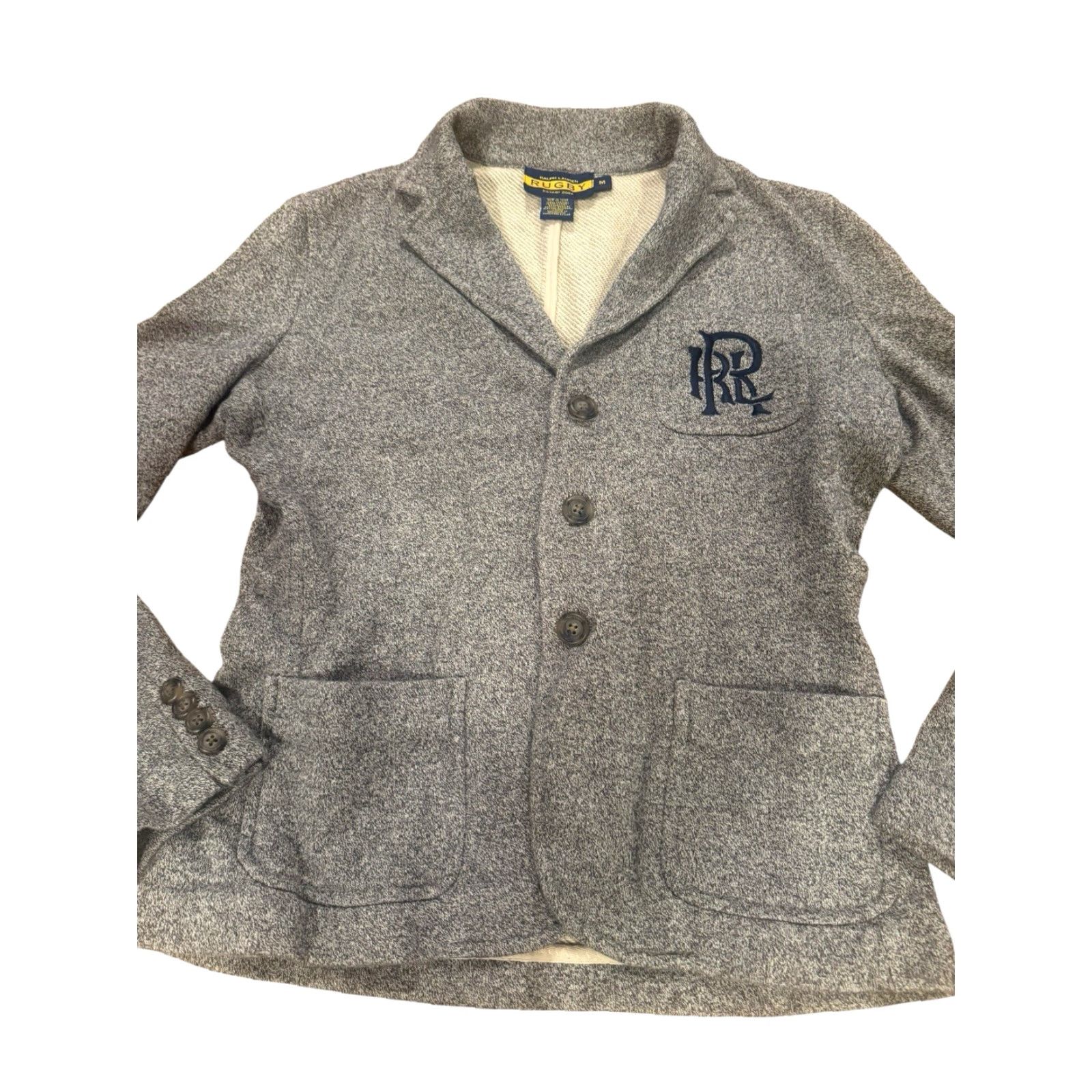 Ralph Lauren VINTAGE Rugby Ralph Lauren Cardigan Blazer Knit Solid Gray M Size M / US 6-8 / IT 42-44 - 2 Thumbnail