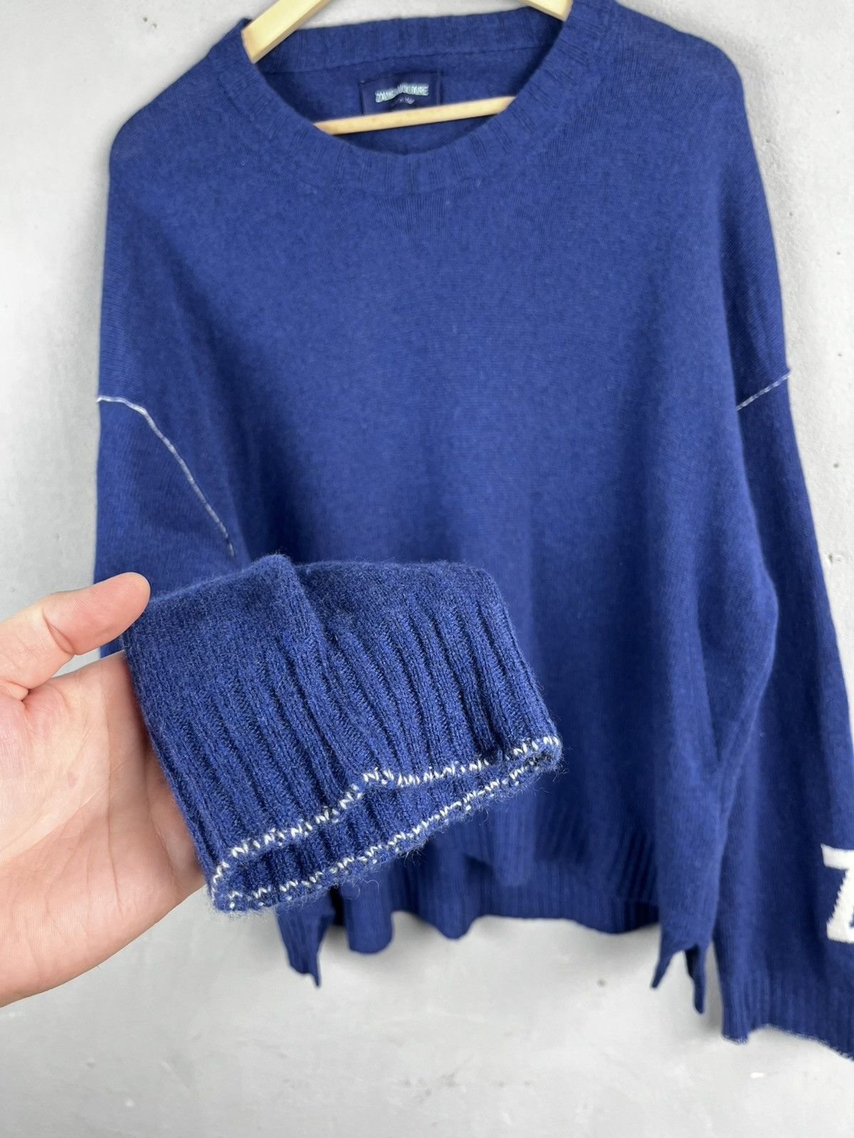 Zadig & Voltaire ZADIG&VOLTAIRE Markus Drop Shoulder Cashmere Sweater - Flag Size L / US 10 / IT 46 - 5 Thumbnail
