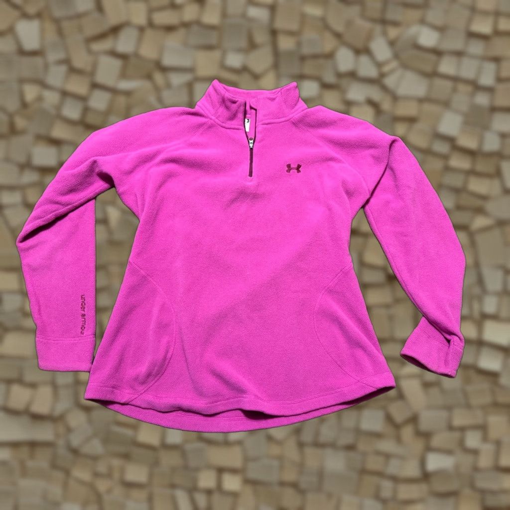 Under Armour Under Armour Sweater Womens Size M Pink 1/4 Zip Pullover Fleece Logo Pullover Size M / US 6-8 / IT 42-44 - 1 Thumbnail