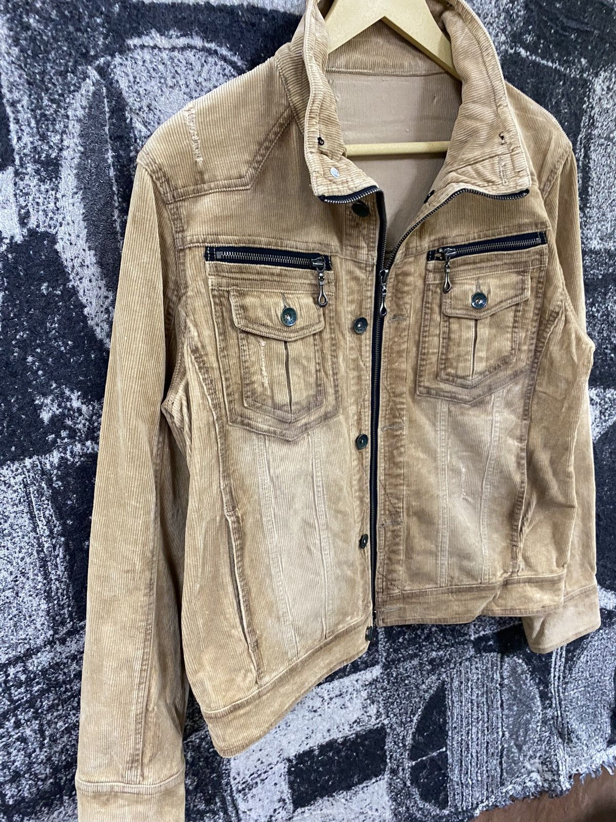 Japanese Brand Distressed Semantic Design Punk Corduroy Jacket Size US M / EU 48-50 / 2 - 3 Thumbnail