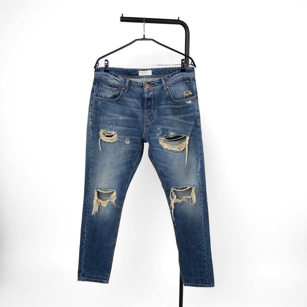 Zara Zara Man Blue Distressed Denim Jeans Slim Fit Ripped Faded Size US 32 / EU 48 - 1 Thumbnail