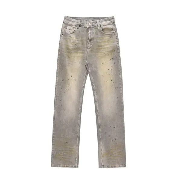 Jean Blue Stacked Flare Paint Splatter Denim Jeans, Bootcut Jeans Size US 33 - 7 Thumbnail