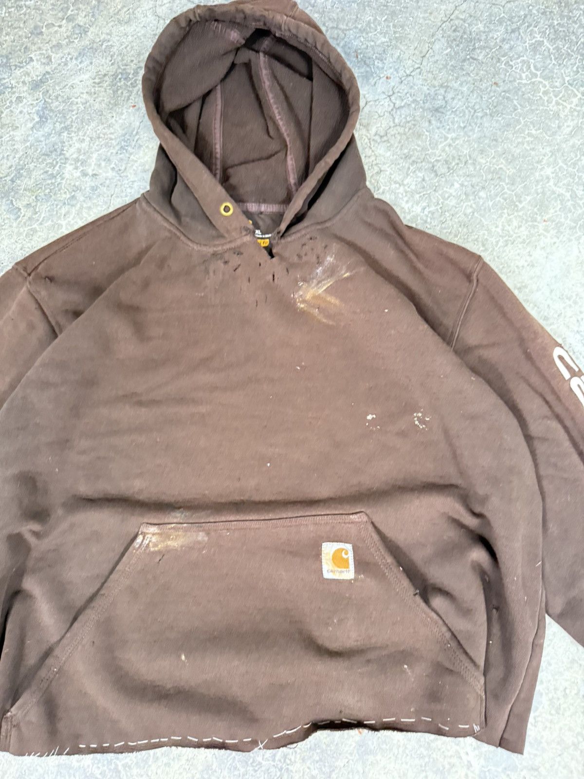 Thrashed Cropped and sewn Carhartt Hoodie