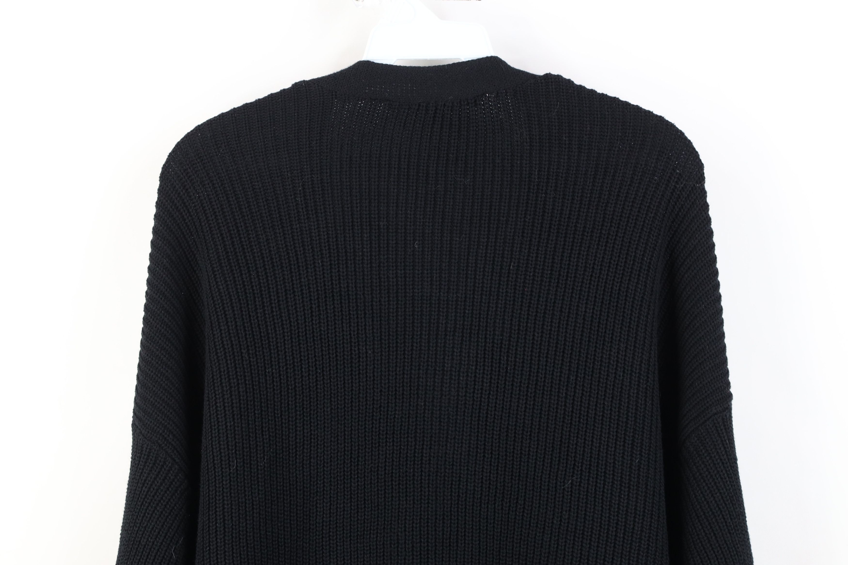 Vintage Hudson Jeans Blank Chunky Ribbed Knit Cardigan Sweater Black Size L / US 10 / IT 46 - 11 Thumbnail