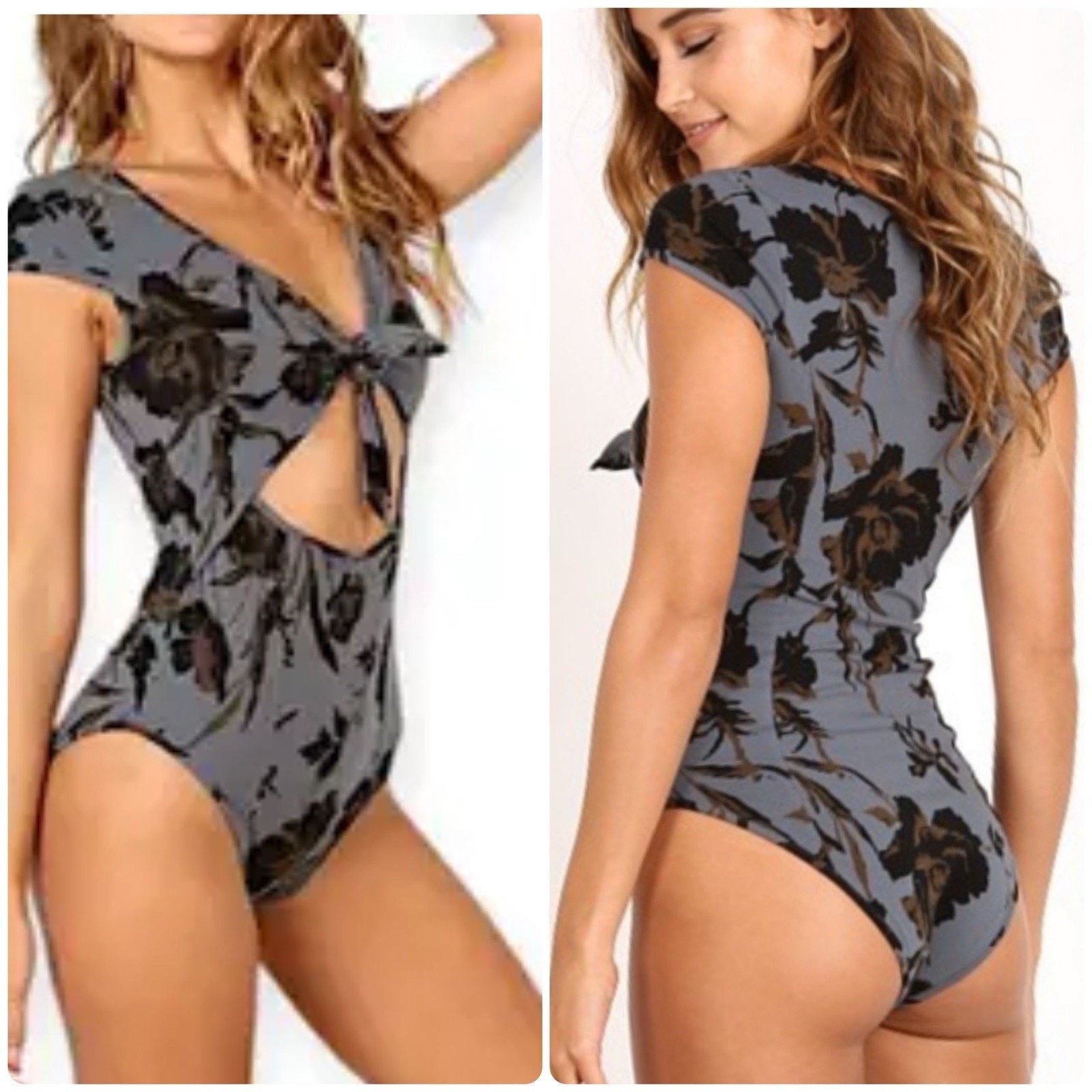 Free People INTIMATELY FP Wowzers Cut Out Floral Bodysuit Keyhole Sz XS Size XS / US 0-2 / IT 36-38 - 1 Thumbnail