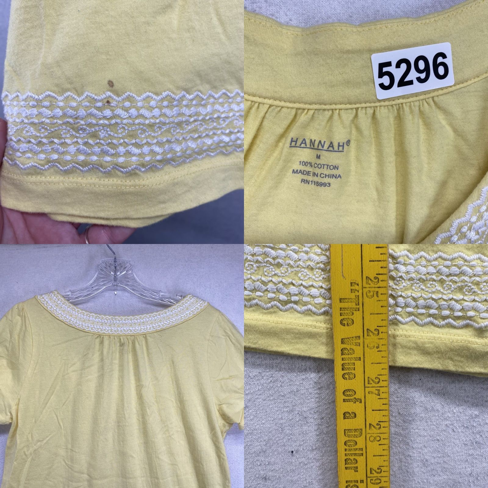 Vintage Hannah Women’s Yellow Short Sleeve Blouse Size Medium Sunflower Embroidered 90s Size M / US 6-8 / IT 42-44 - 8 Thumbnail