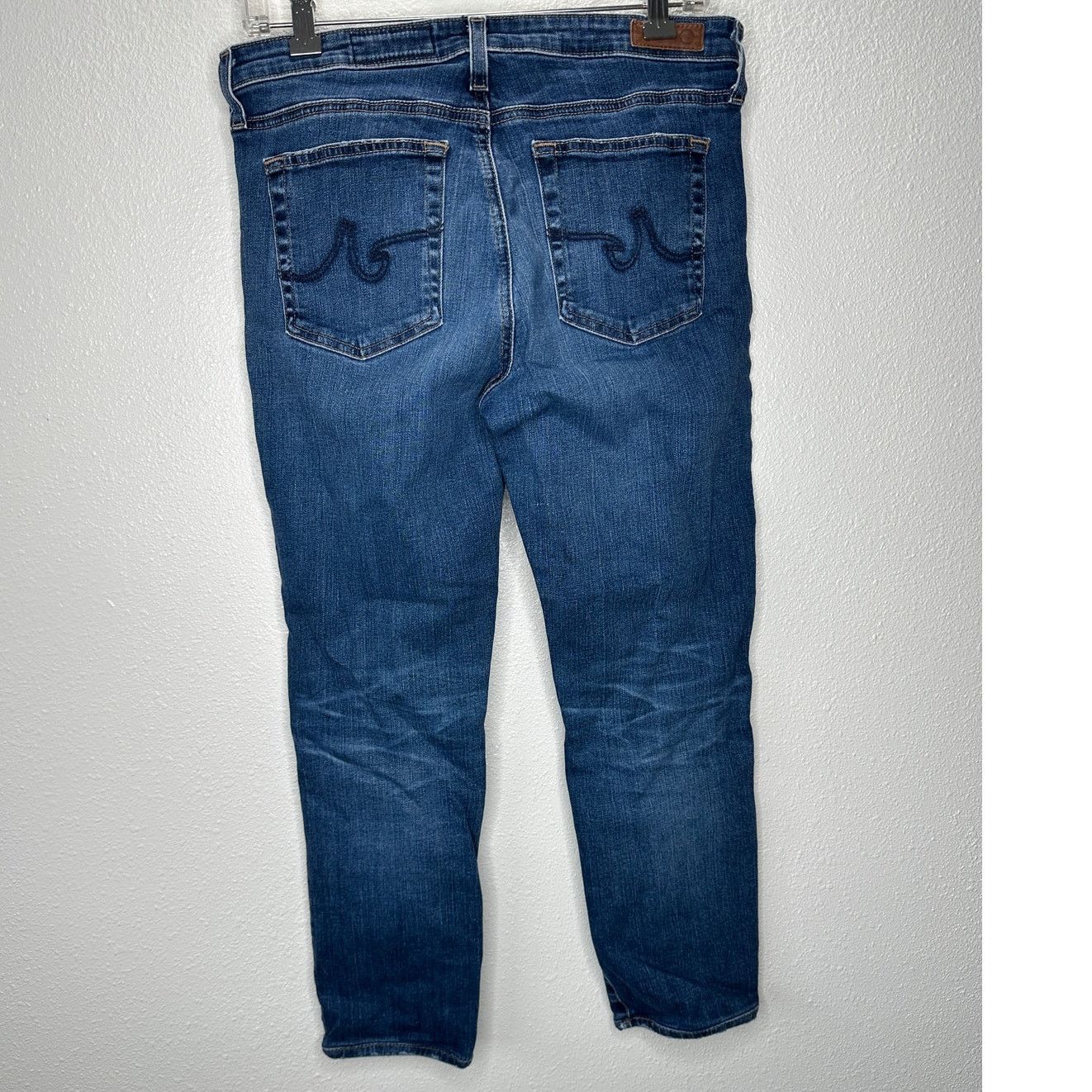 AG Adriano Goldschmied AG Medium Dark Wash Prima Cigarette Leg Whiskered Jeans 30R Size 30" / US 8 / IT 44 - 5 Thumbnail