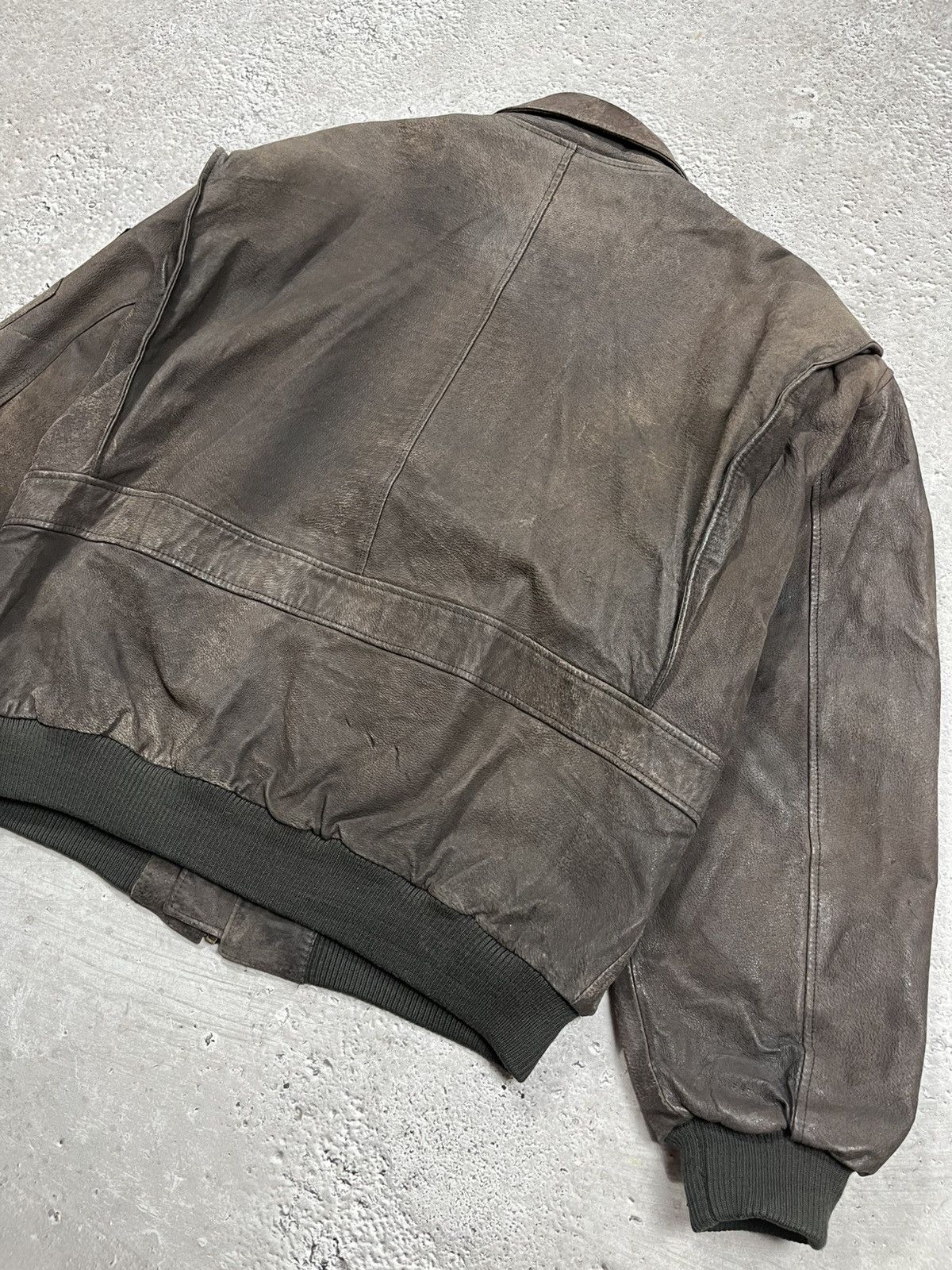 Japanese Brand × Leather × Vintage Vintage Distressed Aviator Bomber Jacket Brown Leather Look Size US XL / EU 56 / 4 - 17 Thumbnail