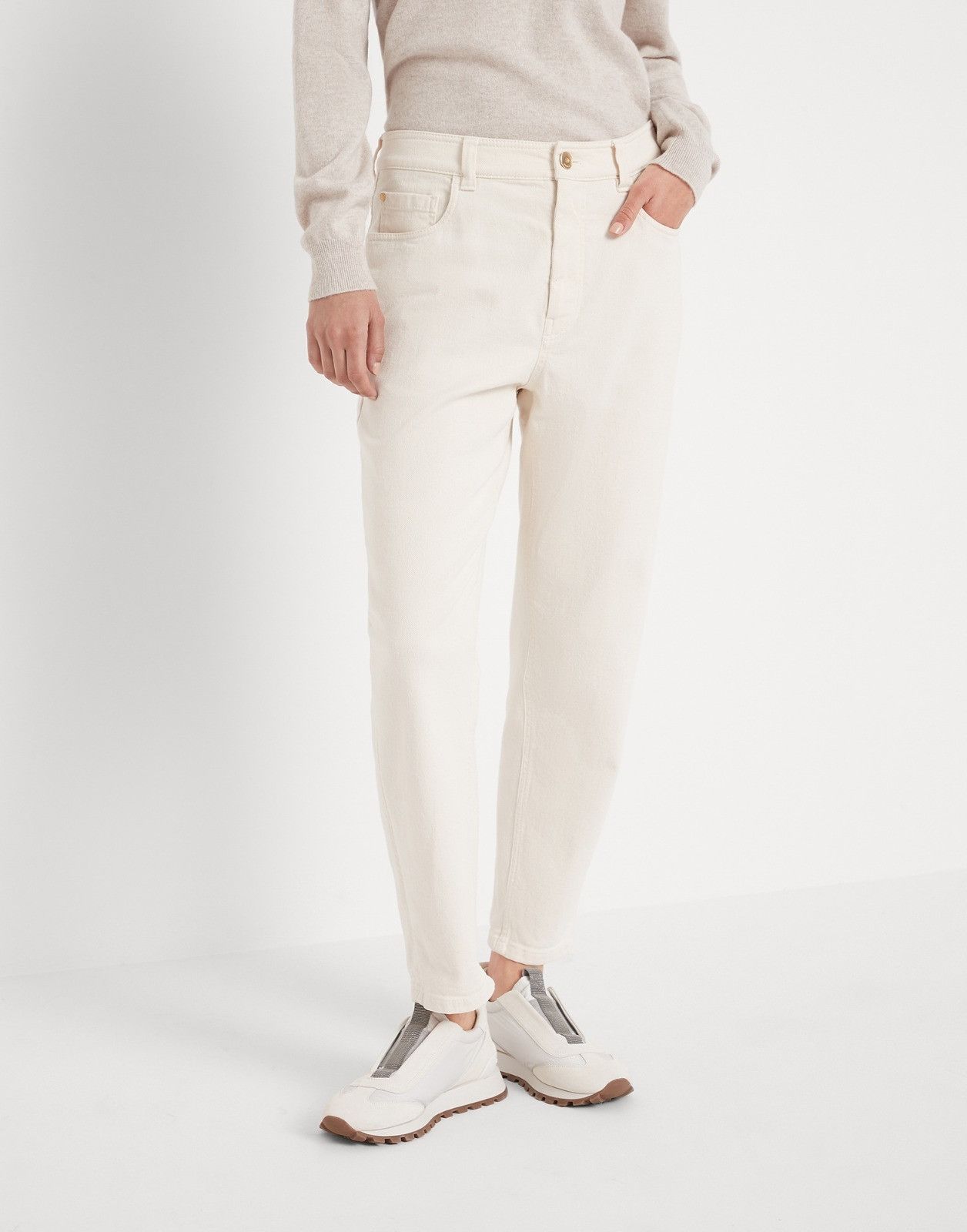Brunello Cucinelli o1la1rc1a0425 Lady Dyed Jean Pant in Ivory Size 25" / US 0 / IT 36 - 1 Thumbnail