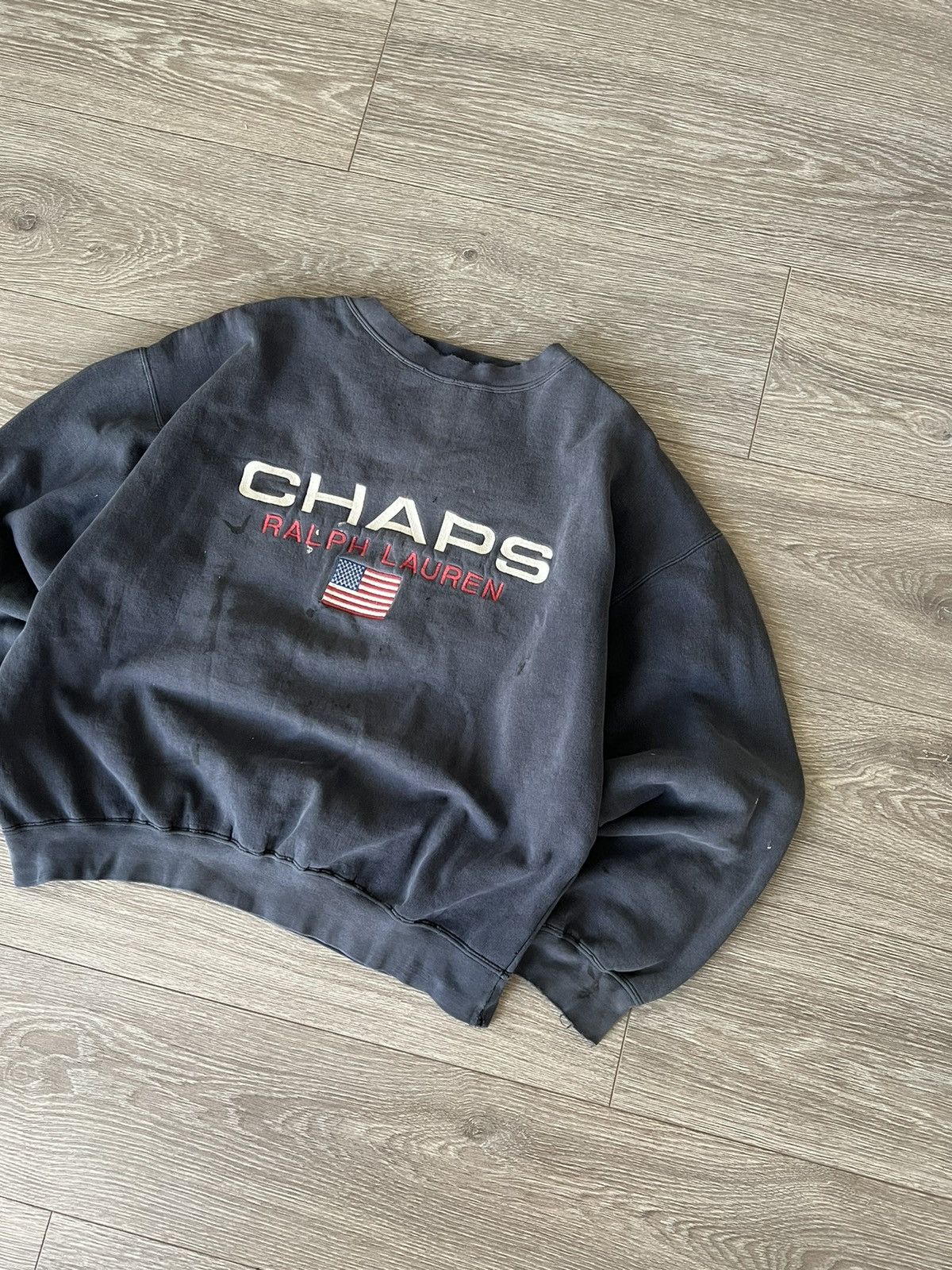 Chaps Ralph Lauren × Polo Ralph Lauren × Vintage Vintage 💥 Chaps Ralph Lauren USA Flag Sweatshirt distressed Size US M / EU 48-50 / 2 - 5 Thumbnail