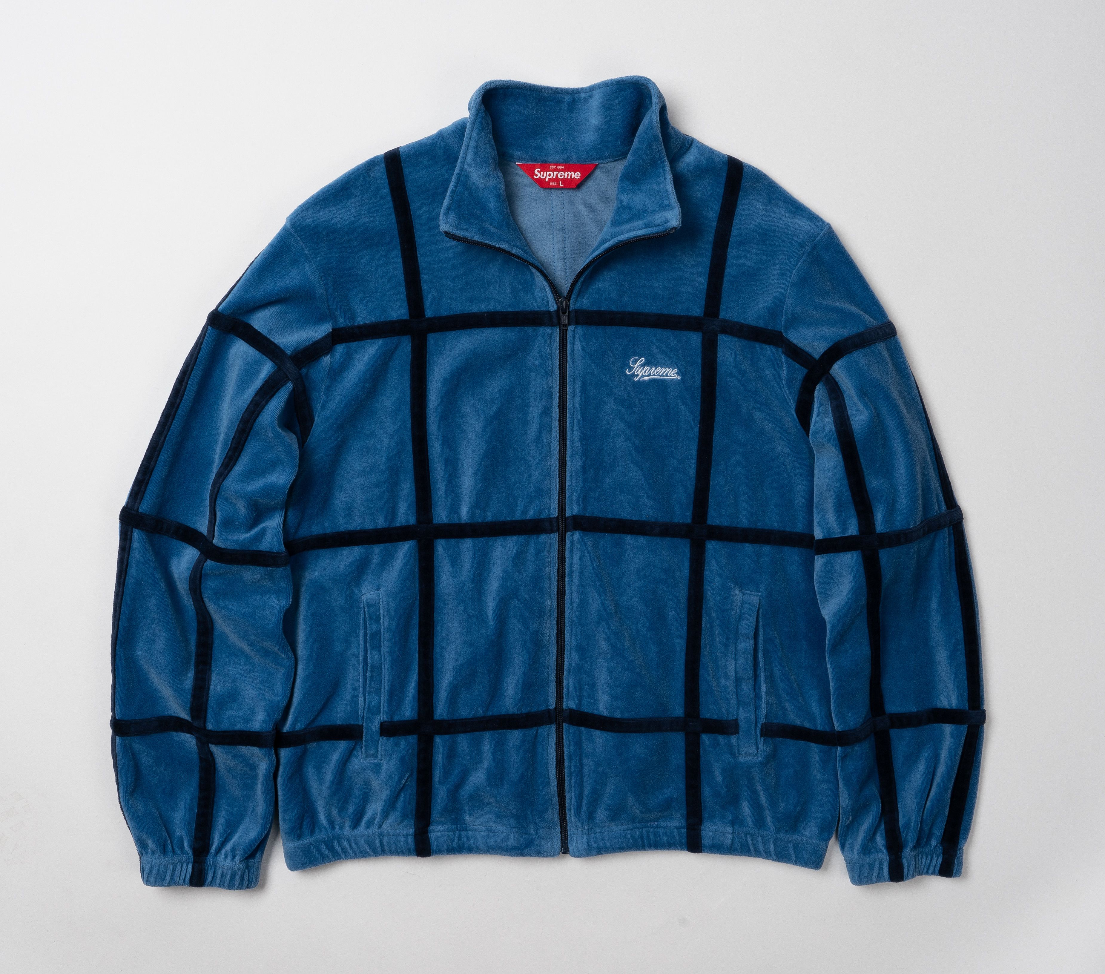 Supreme 🔵SUPREME Grid Taping Velour Jacket and Sweat pant outfit Size 50R - 2 Thumbnail