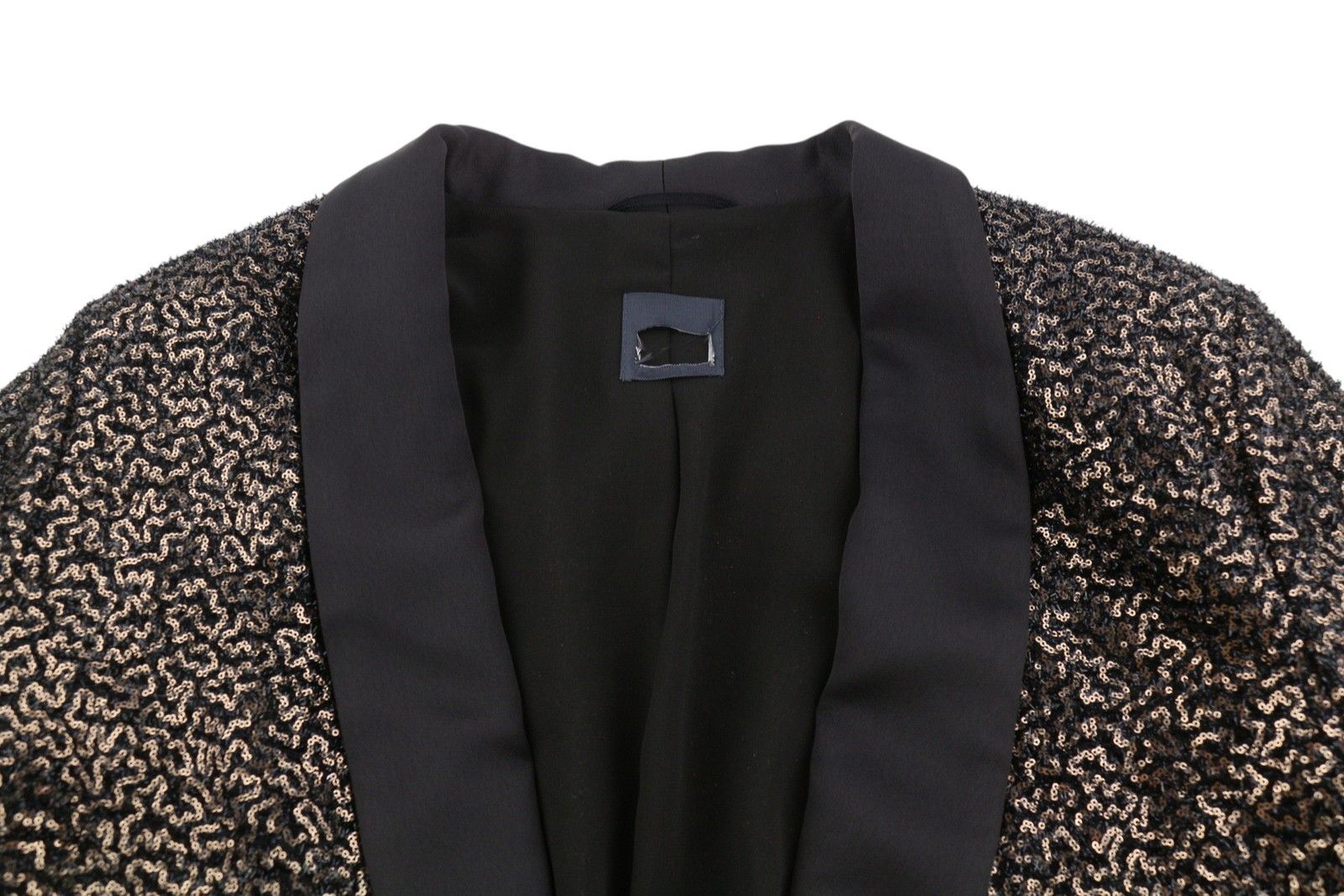 Max Mara EU50 Brown Glitter Shawl Lapel Single Blazer 88692 Size 3XL / US 20-22 - 7 Thumbnail