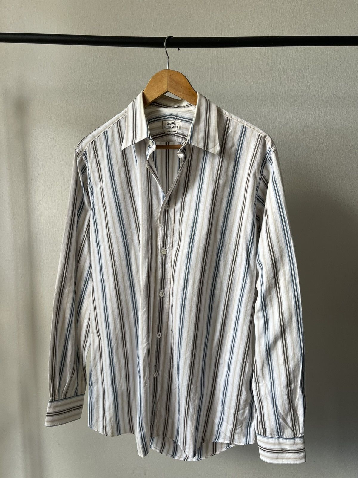 Hermes Hermes Stripe Button Ups Shirt Size US L / EU 52-54 / 3 - 2 Thumbnail