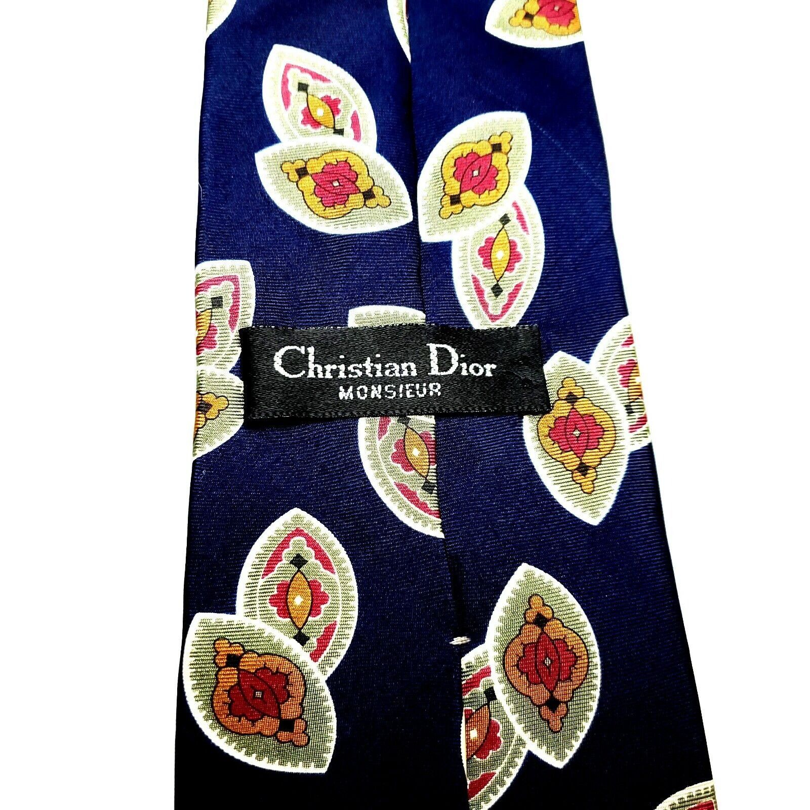 Christian Dior Monsieur Christian Dior Monsieur Silk Tie Print Blue Italy Classic Size ONE SIZE - 3 Thumbnail