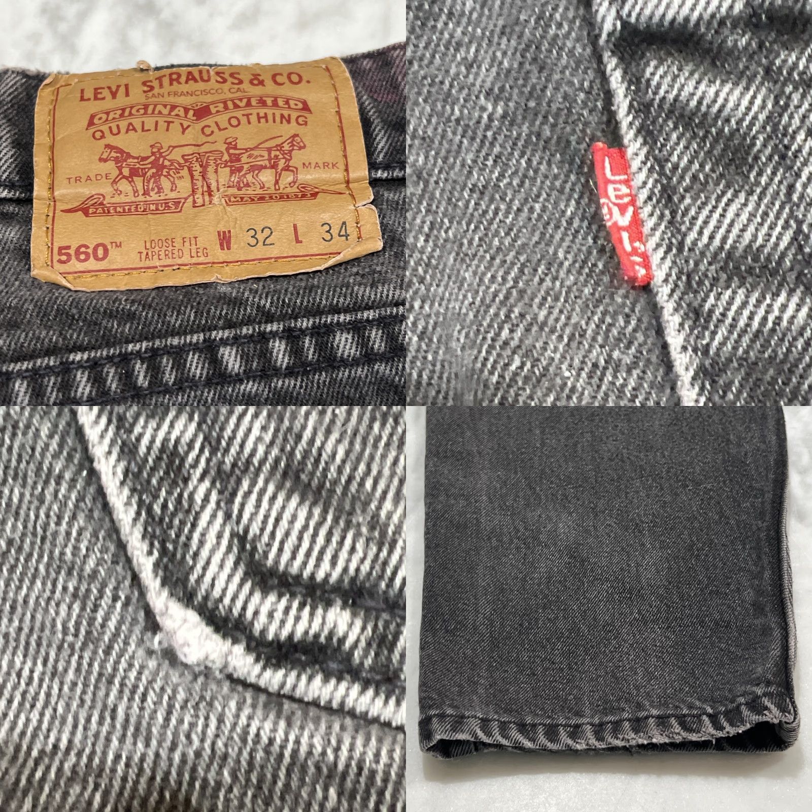 Levi's VINTAGE Levi’s 560 Black Jeans Men 32x34 Loose Fit Tapered Leg Faded Rockabilly 1990s Mens Size US 32 / EU 48 - 8 Thumbnail