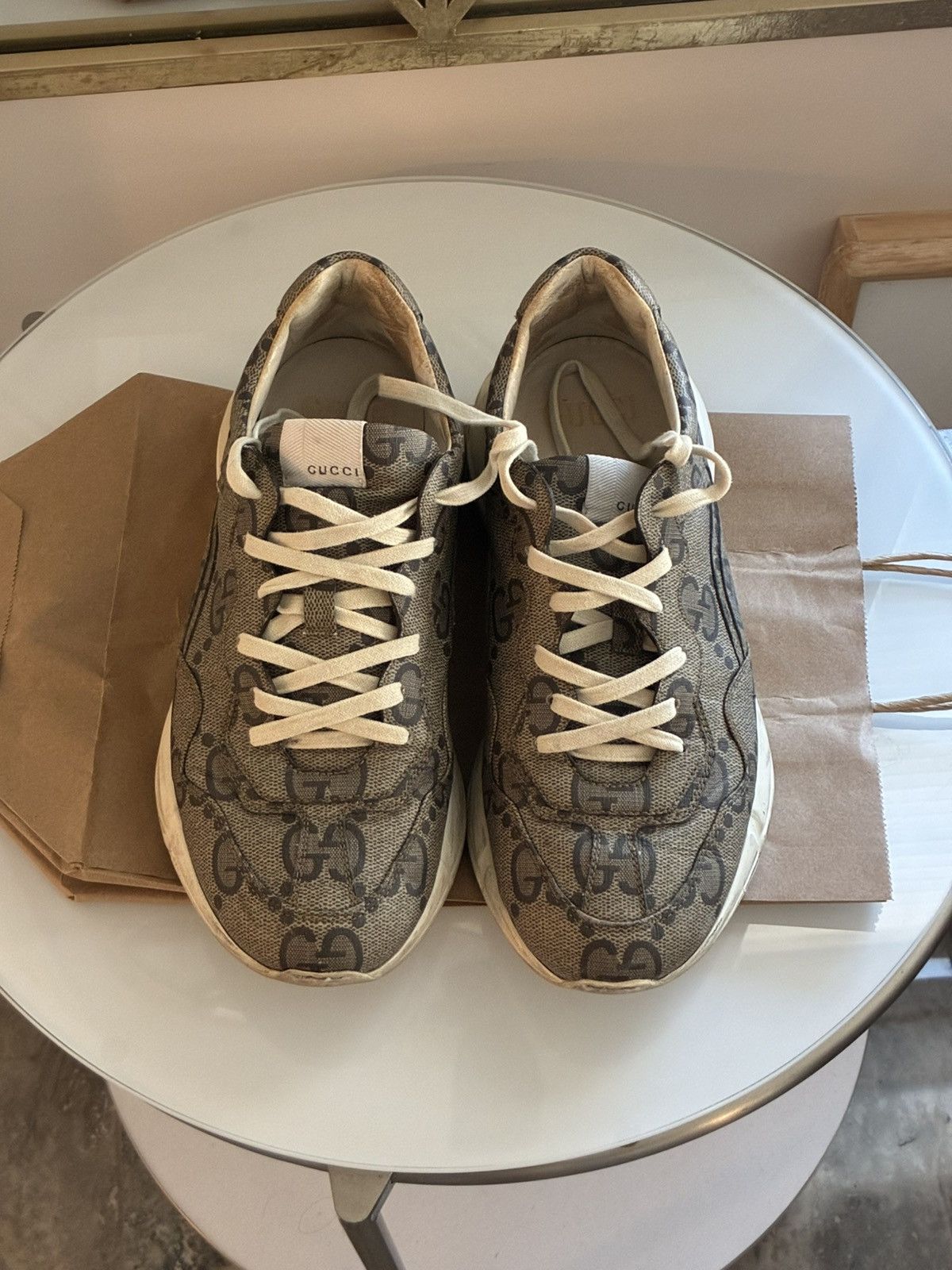 Gucci Gucci 100 Rhyton Sneaker 'Beige Monogram' Size US 11 / EU 44 - 1 Thumbnail