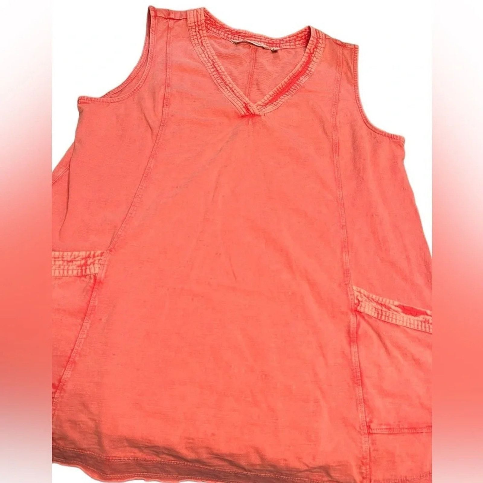 The Unbranded Brand Soft Surroundings 100% cotton tunic short sleeve top, size L Size L / US 10 / IT 46 - 1 Thumbnail