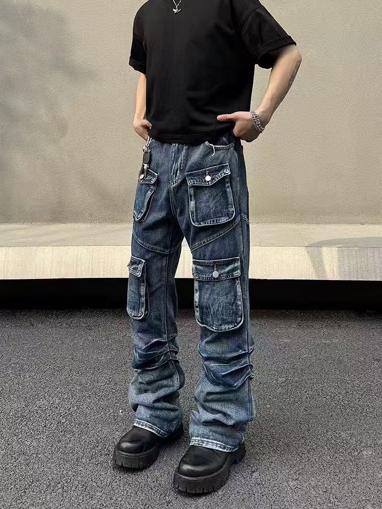 Japanese Brand × Jean High Street Heavy Washed Multi-Pocket Workwear Jeans Size US 32 / EU 48 - 1 Thumbnail