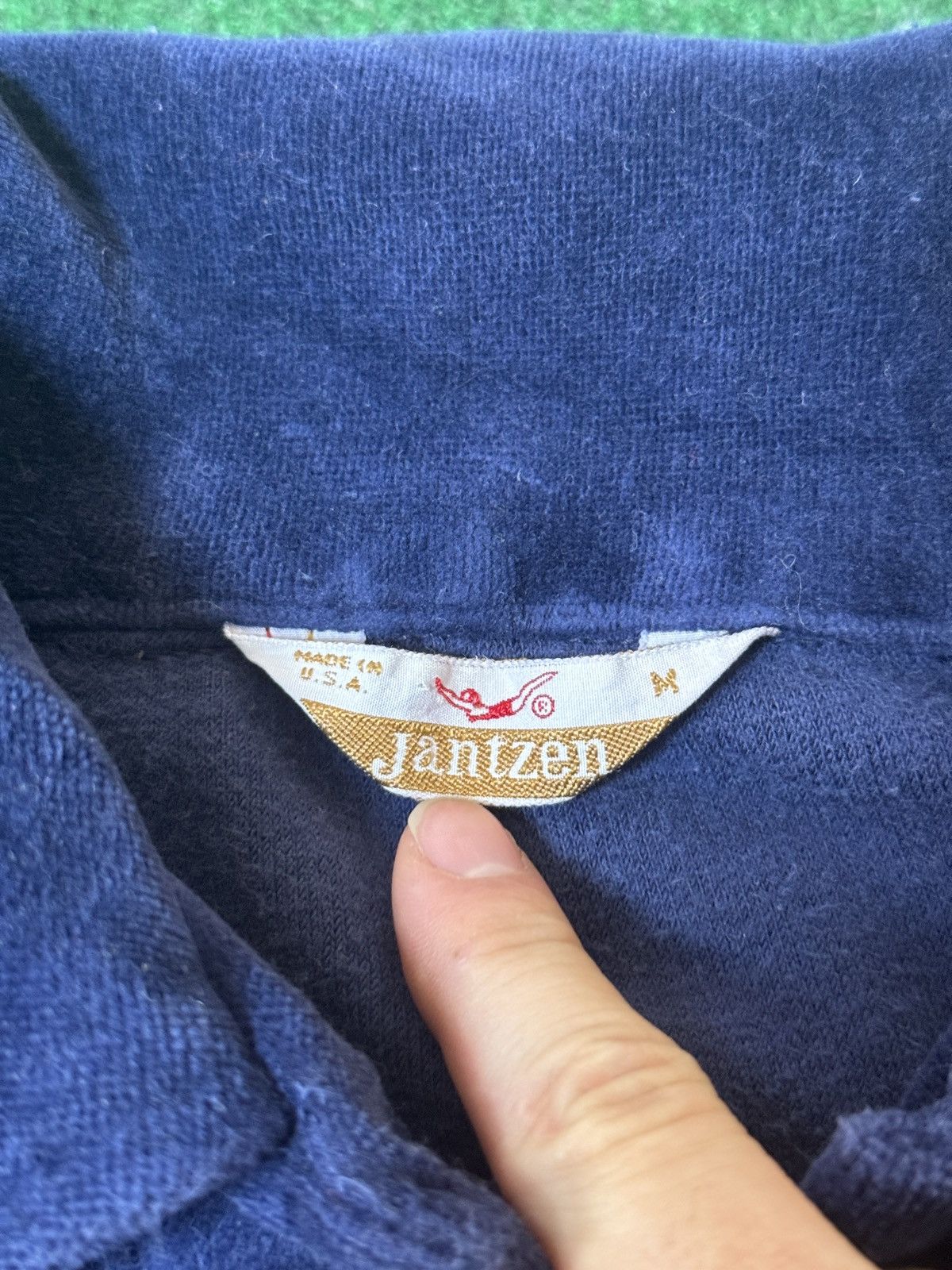 Jantzen × Vintage Vintage 70s Jantzen Blue Long Sleeve Blue Hippie Polo Shirt Size US M / EU 48-50 / 2 - 3 Thumbnail