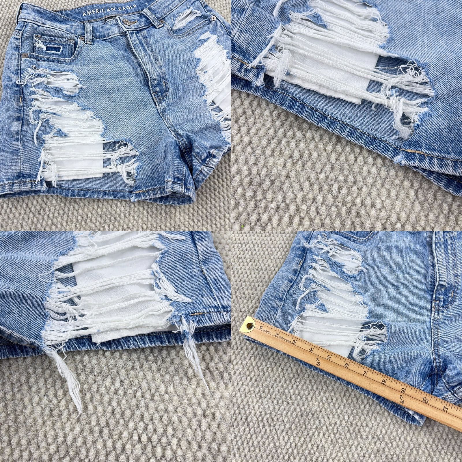 American Eagle Outfitters American Eagle Women Shorts 2 Mom High Rise Distressed Med Wash Faded Jorts Blue Size 26" / US 2 / IT 38 - 8 Thumbnail