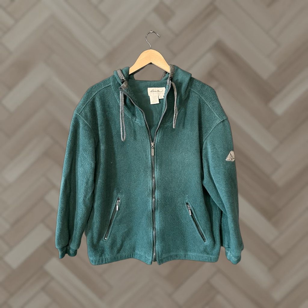 Eddie Bauer Y2K Eddie Bauer Mens Green Fleece Full Zip Hooded Jacket Size S Size US S / EU 44-46 / 1 - 1 Thumbnail