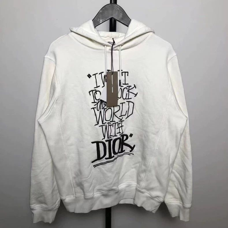 Dior Dior White embroidered letter hoodie Size US XXS / EU 40 - 1 Thumbnail