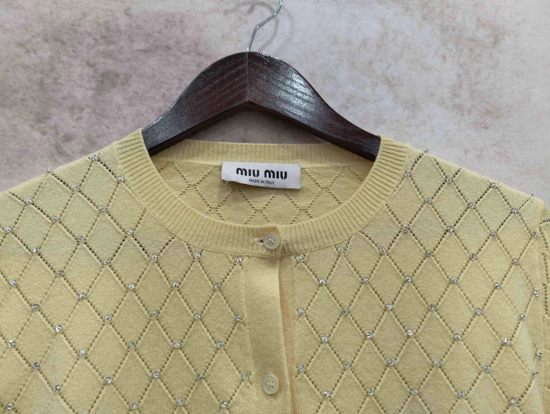 Miu Miu MIU MIU yellow crystal knit cardigan IT42 95New Size M / US 6-8 / IT 42-44 - 3 Thumbnail