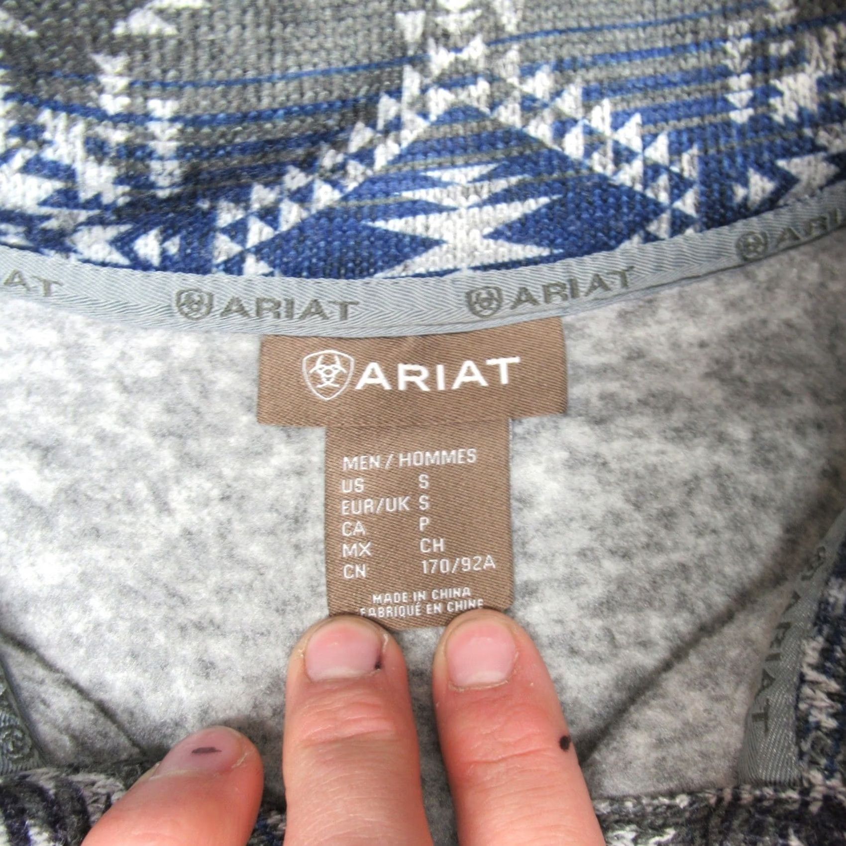 Ariat Ariat Sweater Shirt Mens S Aztec Southwestern Fleece Mock Neck Quarter Button Multicolor Geometric Western Outdoor Casual Fall Winter Spring Size US S / EU 44-46 / 1 - 6 Thumbnail